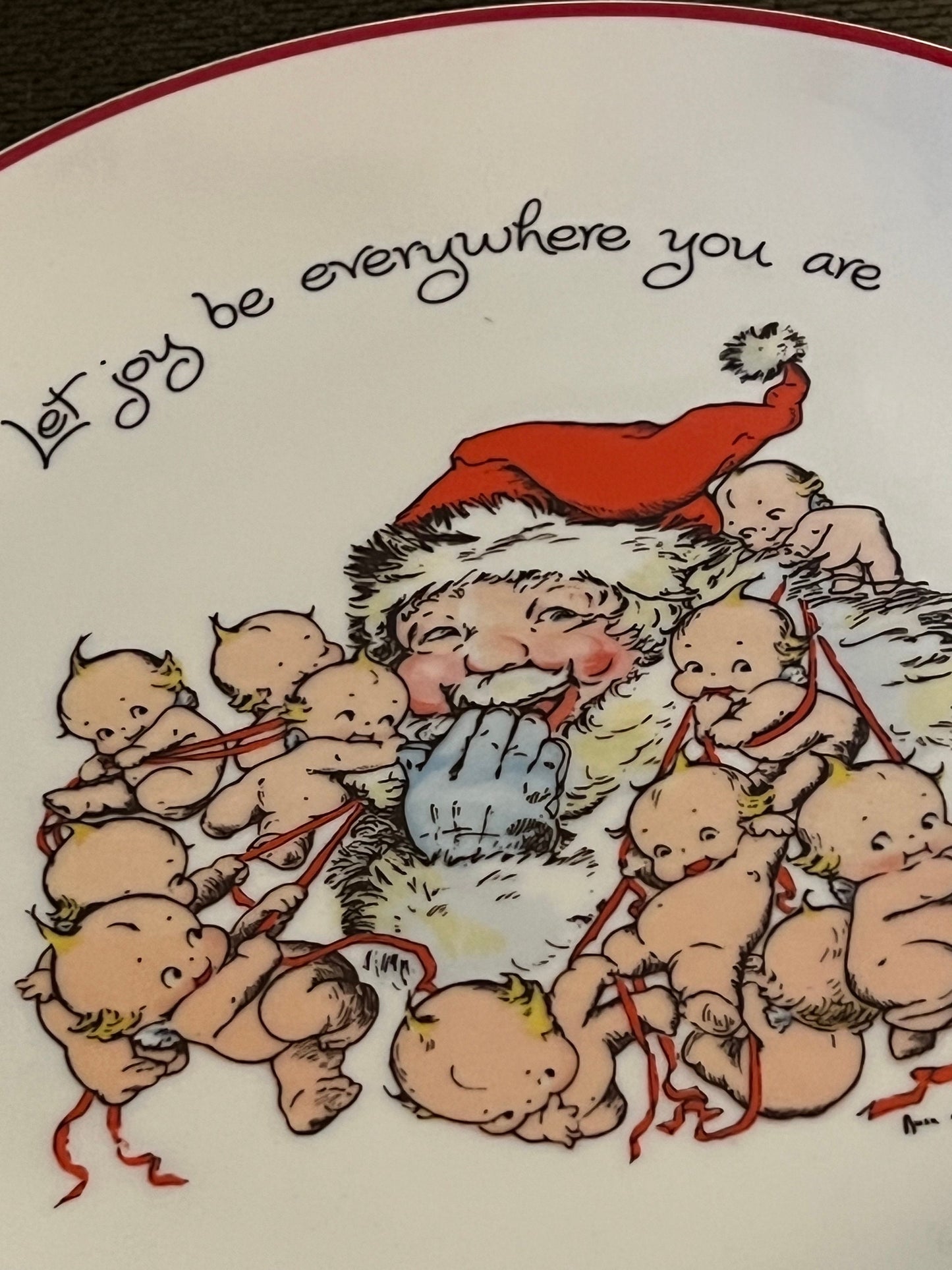 Vintage Kewpie Doll Plate Christmas 1973 Santa Let Joy Be Everywhere You Are Rosie O'Neill,Joseph L. Kallus Commemorative Lover Antiques