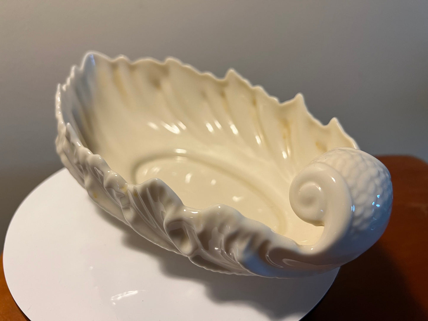 Vintage Lenox Cream Porcelain Acanthus Leaf Nut Bowl Dish Ivory Vintage Ceramic Made in USA Lover Antiques