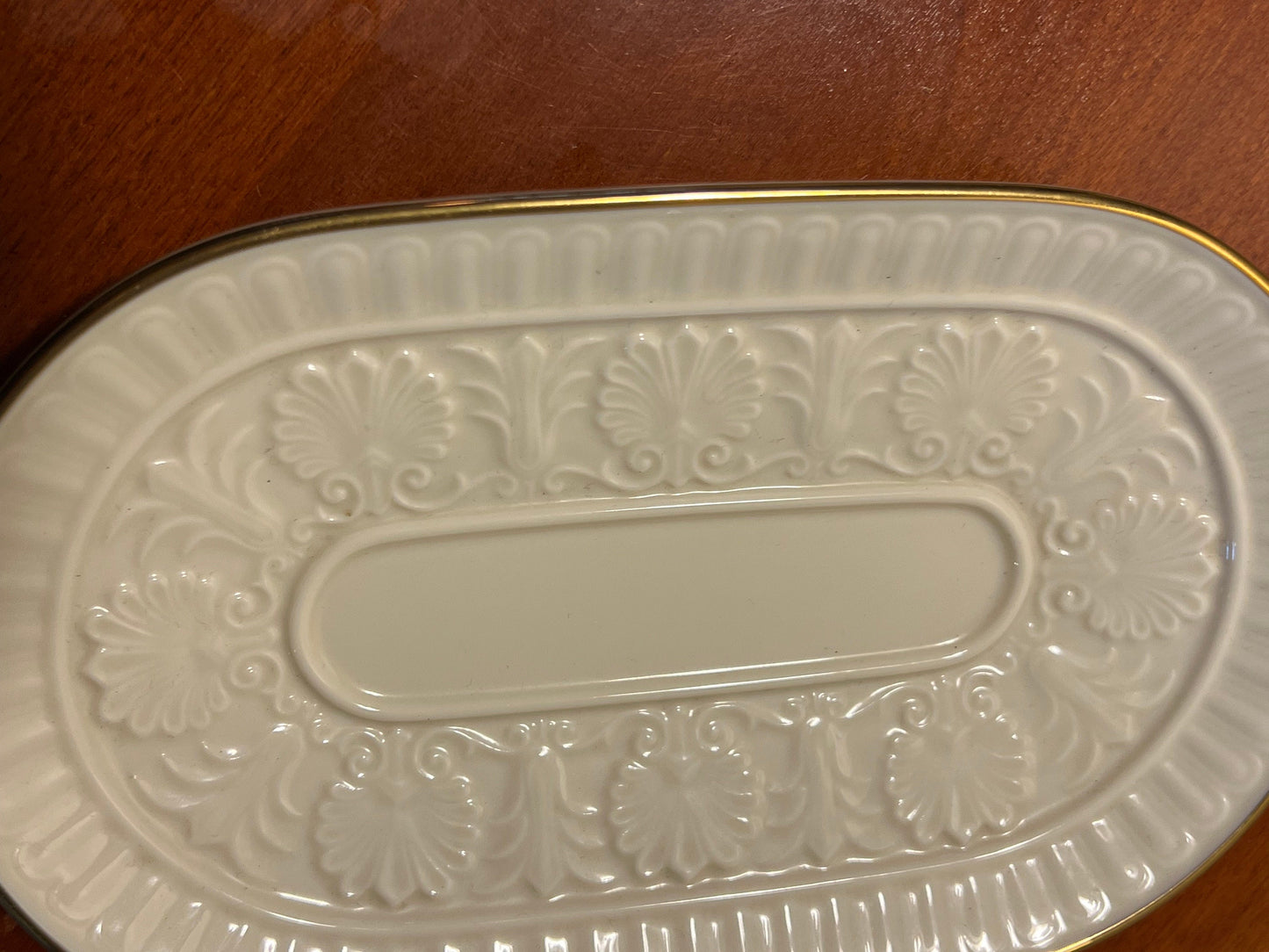 Vintage Lenox Athenian Candy Dish With Gold Lining Cream Porcelain Flat Container, made in USA Lover Antiques and Vintage