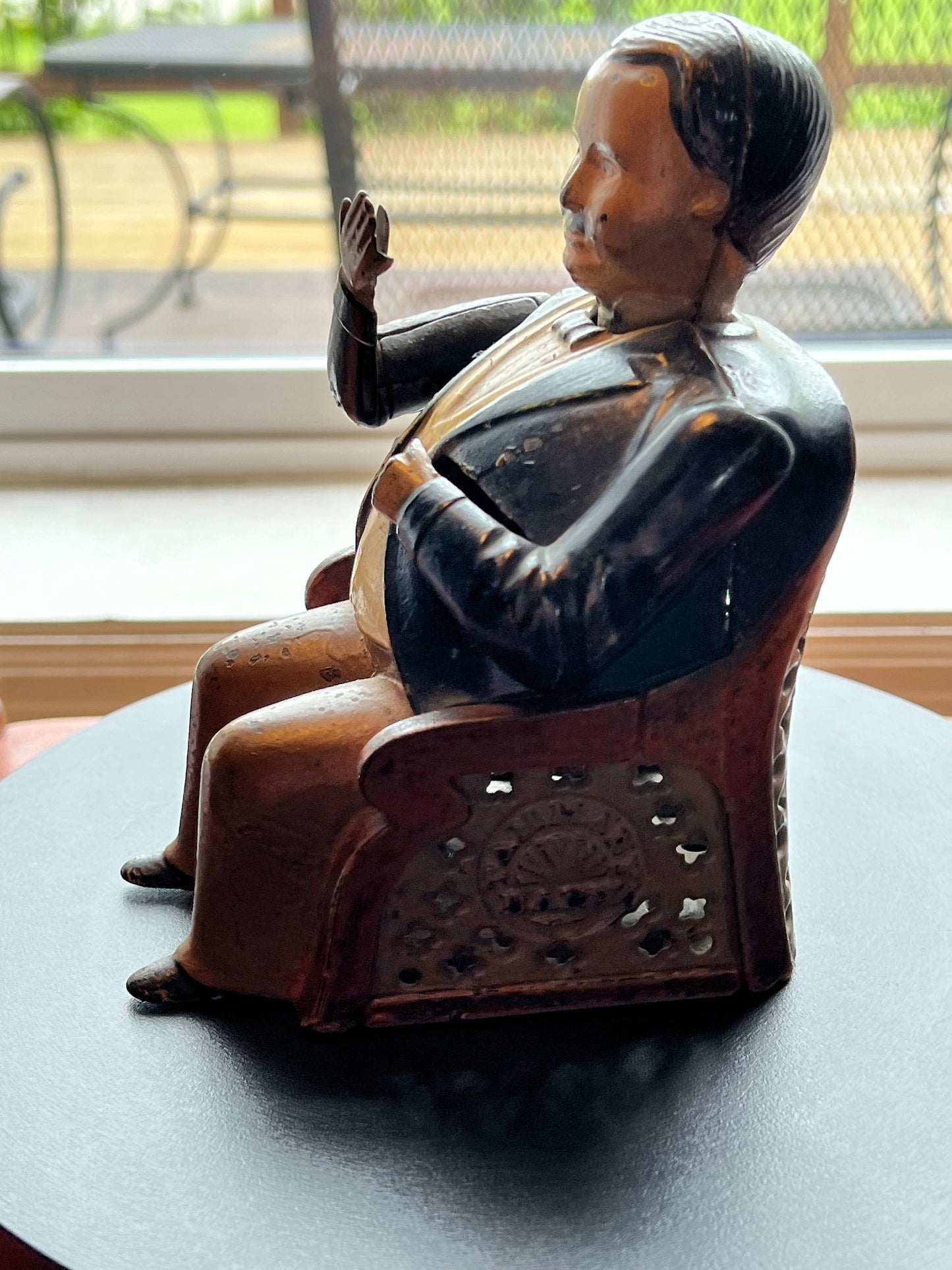 Antique Mechanical Tammany Bank Little Fat Man Banker Cast Iron Bank 1873 John Hall Novelty Banks Lover Antiques and Vintage