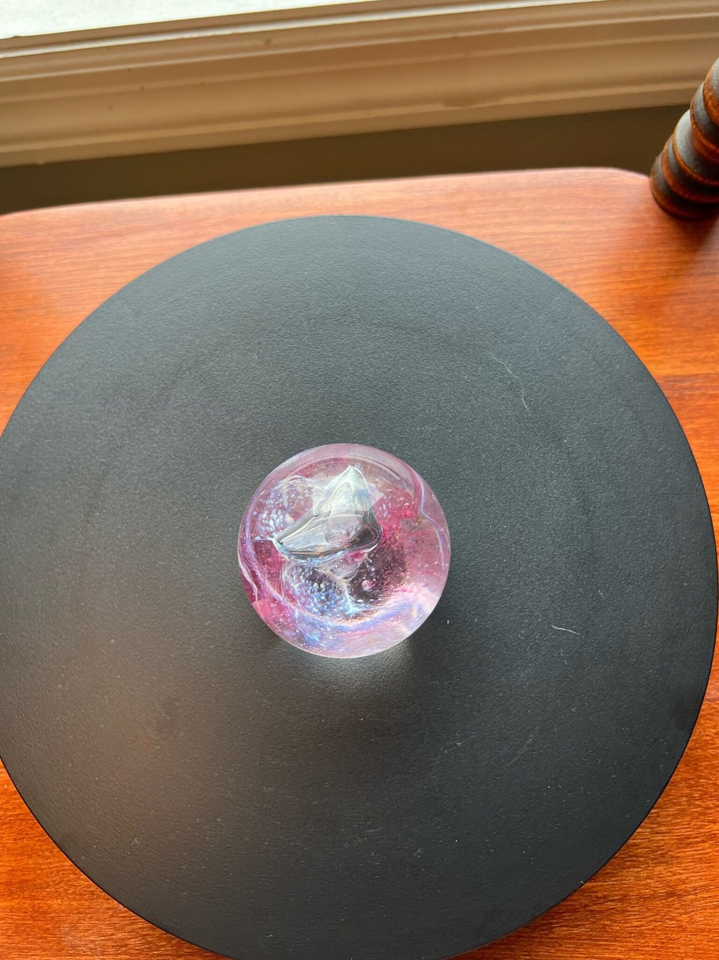 Vintage Caithness Glass Pink Rose with Controlled Bubbles Robin Sinclair Art Glass Paperweight Lover Antiques