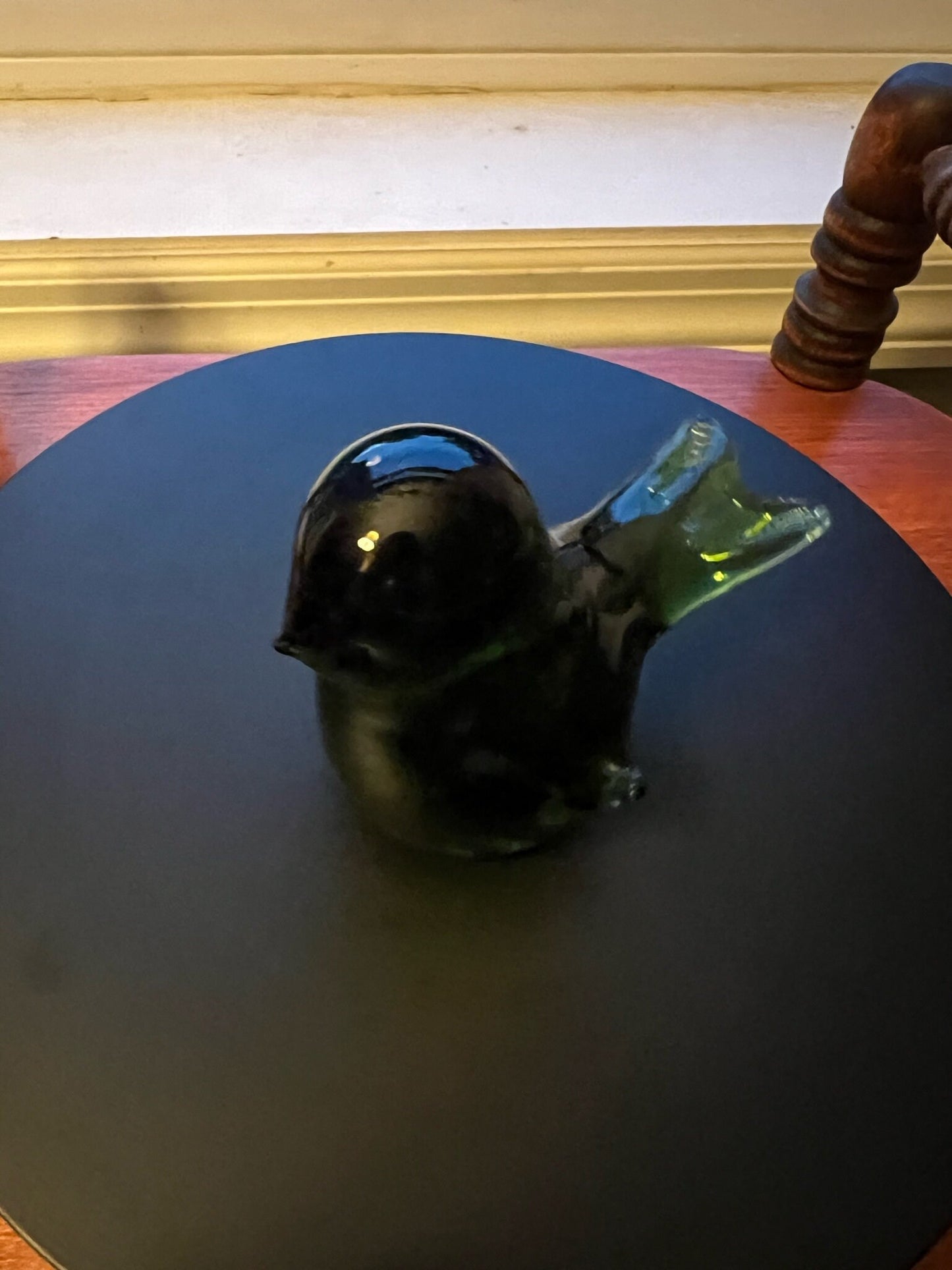 Vintage Rainbow Green Bird Sculpture Figurine, Green Glass Art, Lover Antiques and Vintage