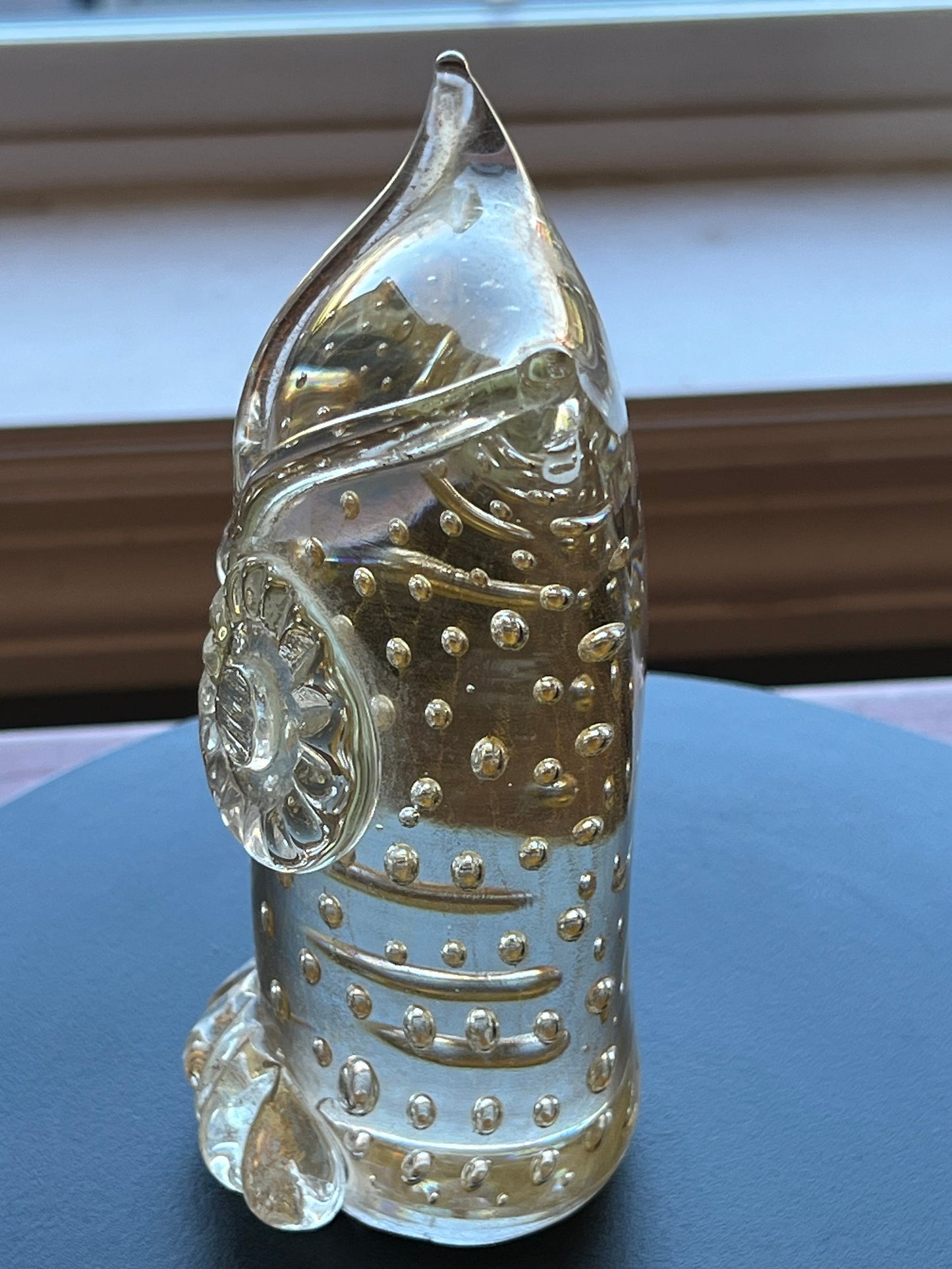 Vintage Murano Owl, Gold Infused Glass, Italy Owl Sculpture, Owl Figurine, Art Glass, Lover Antiques and Vintage