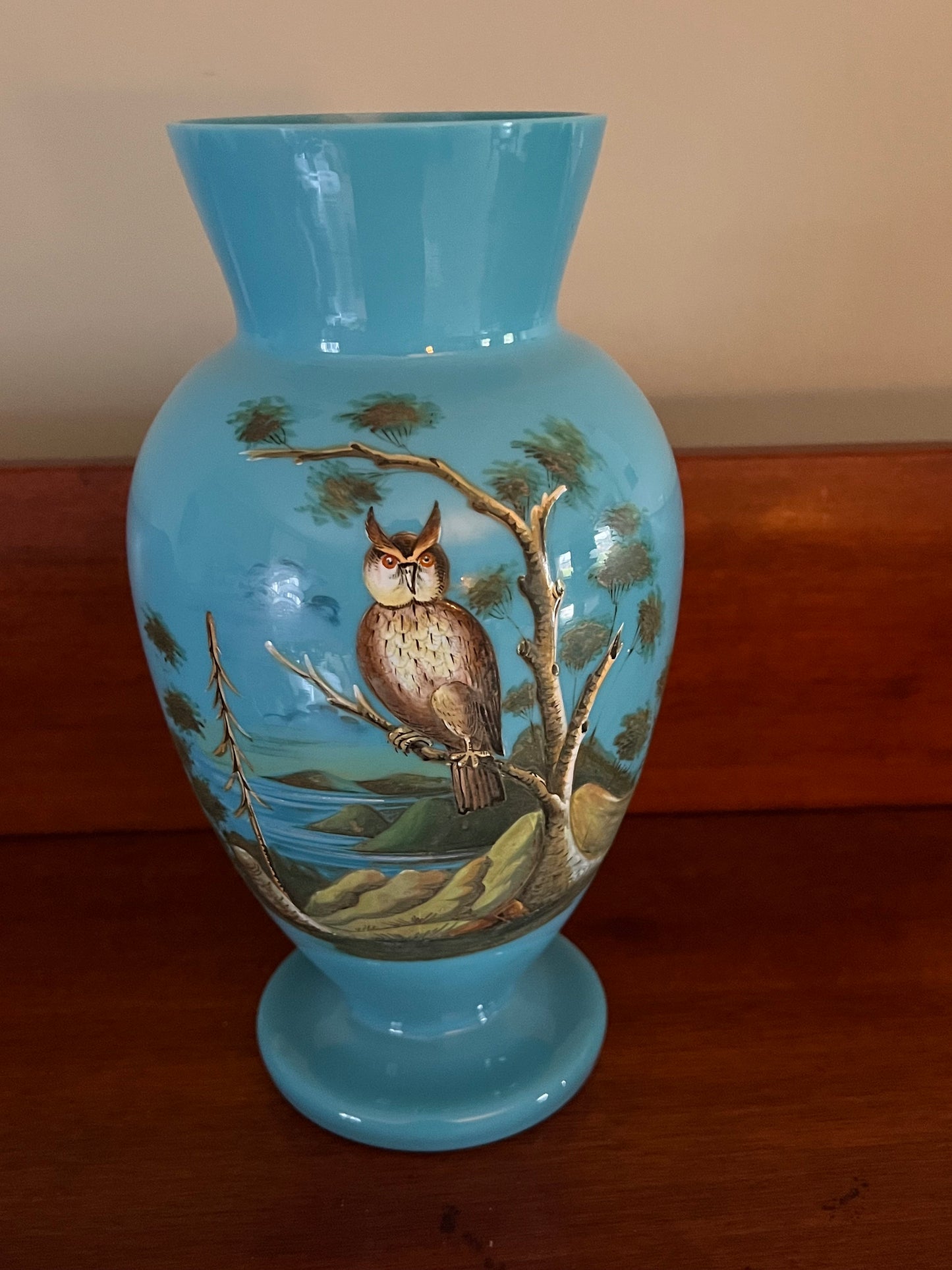 Vintage Owl Vase, Hand Painted Owl Vase, Turquoise Hand Painted Owl Vase, Lover Antiques and Vintage