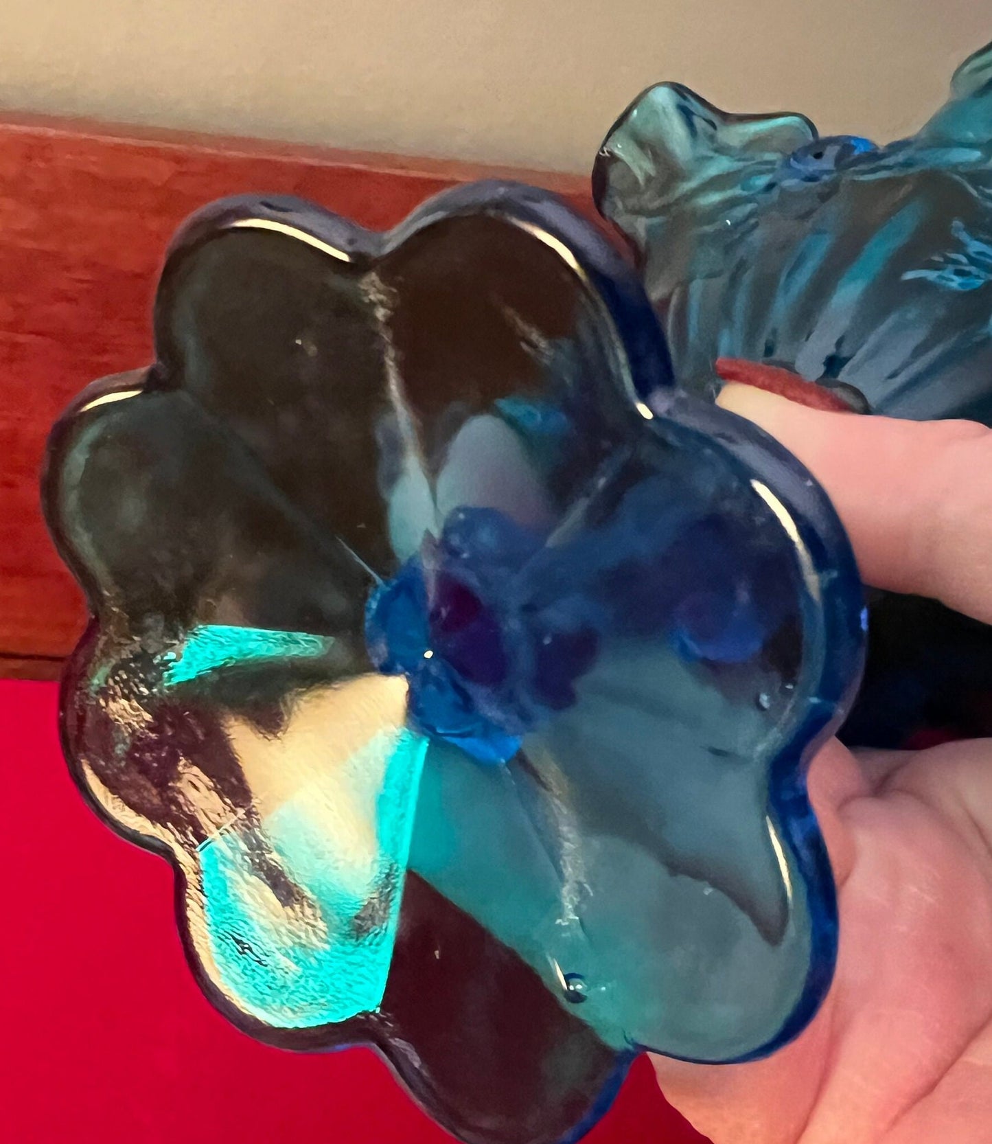 Vintage Fenton Colonial Blue Ruffled Compote, Fenton Art Glass, Candy Dish, Fancy Blue Glass Art, Lover Antiques and Vintage