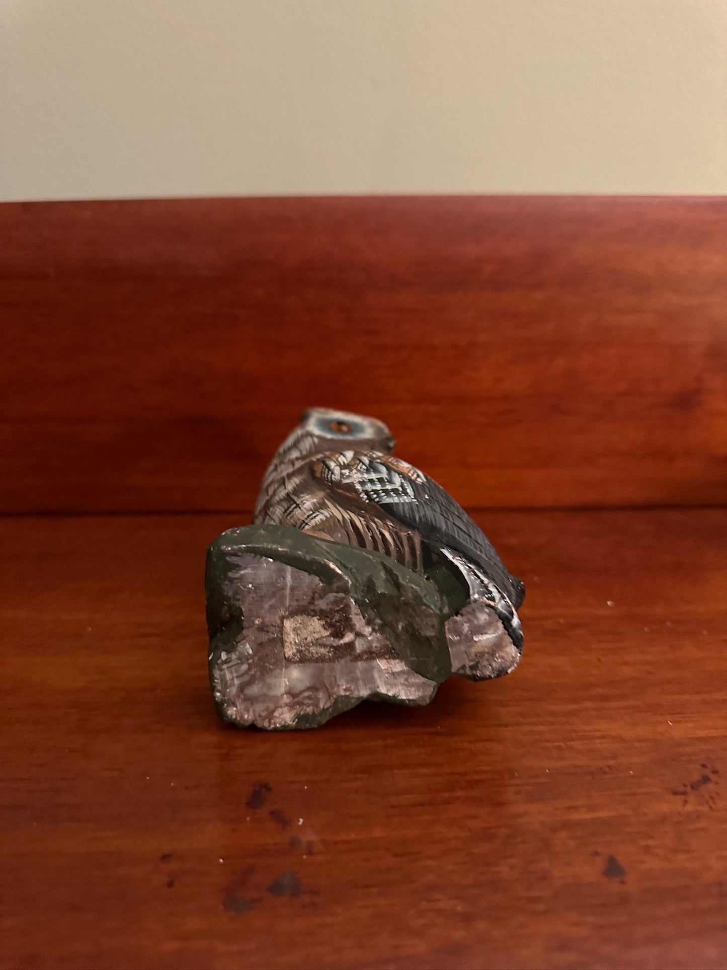 Vintage Carved Stone Owl, Hand Painted Carved Owl, Stone Owl, Lover Antiques and Vintage