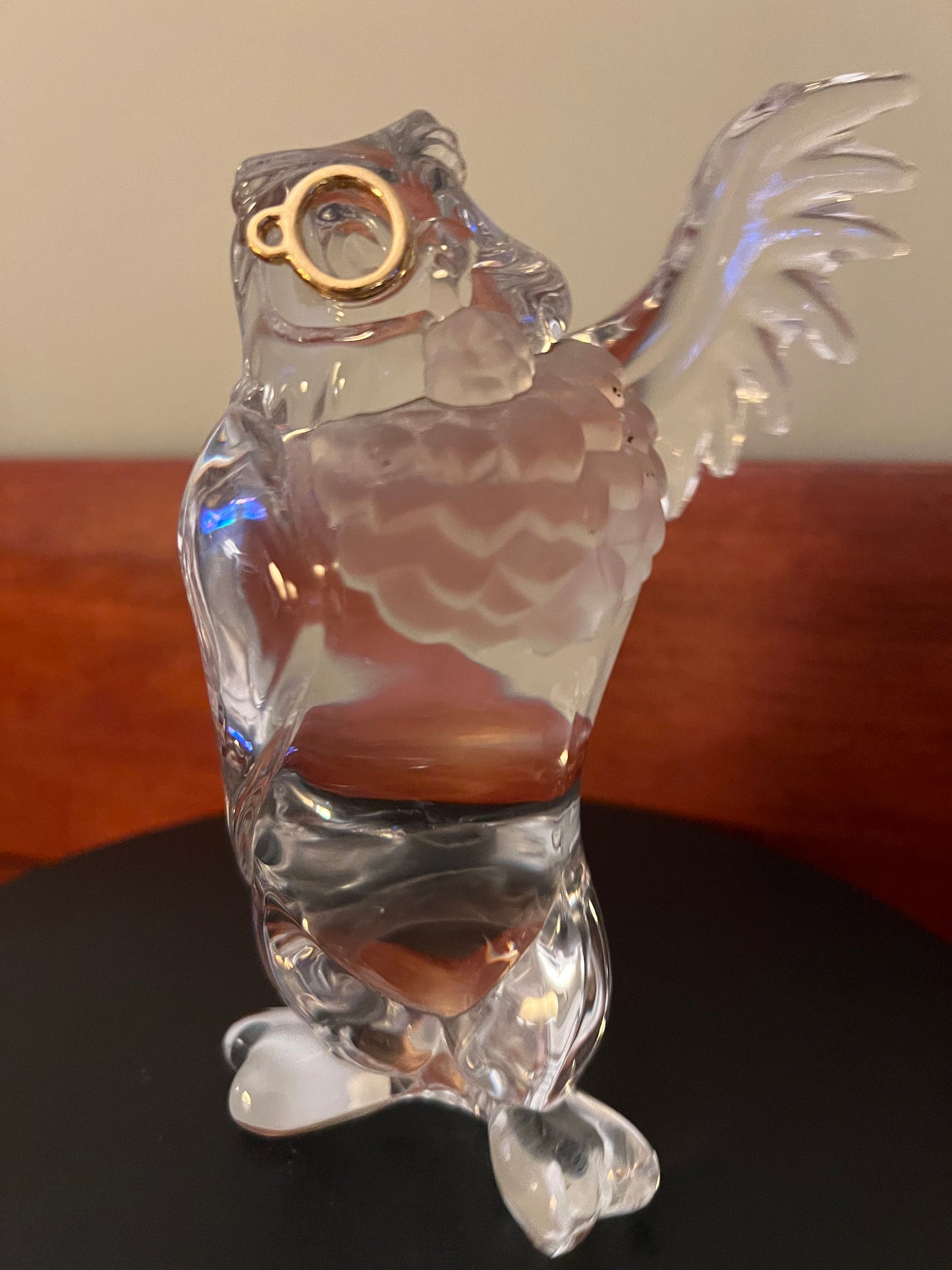 Vintage Lenox Wise Owl Lead Crystal Glass Figurine, Lenox Disney Owl, 24kt Guilding, Lover Antiques and Vintage
