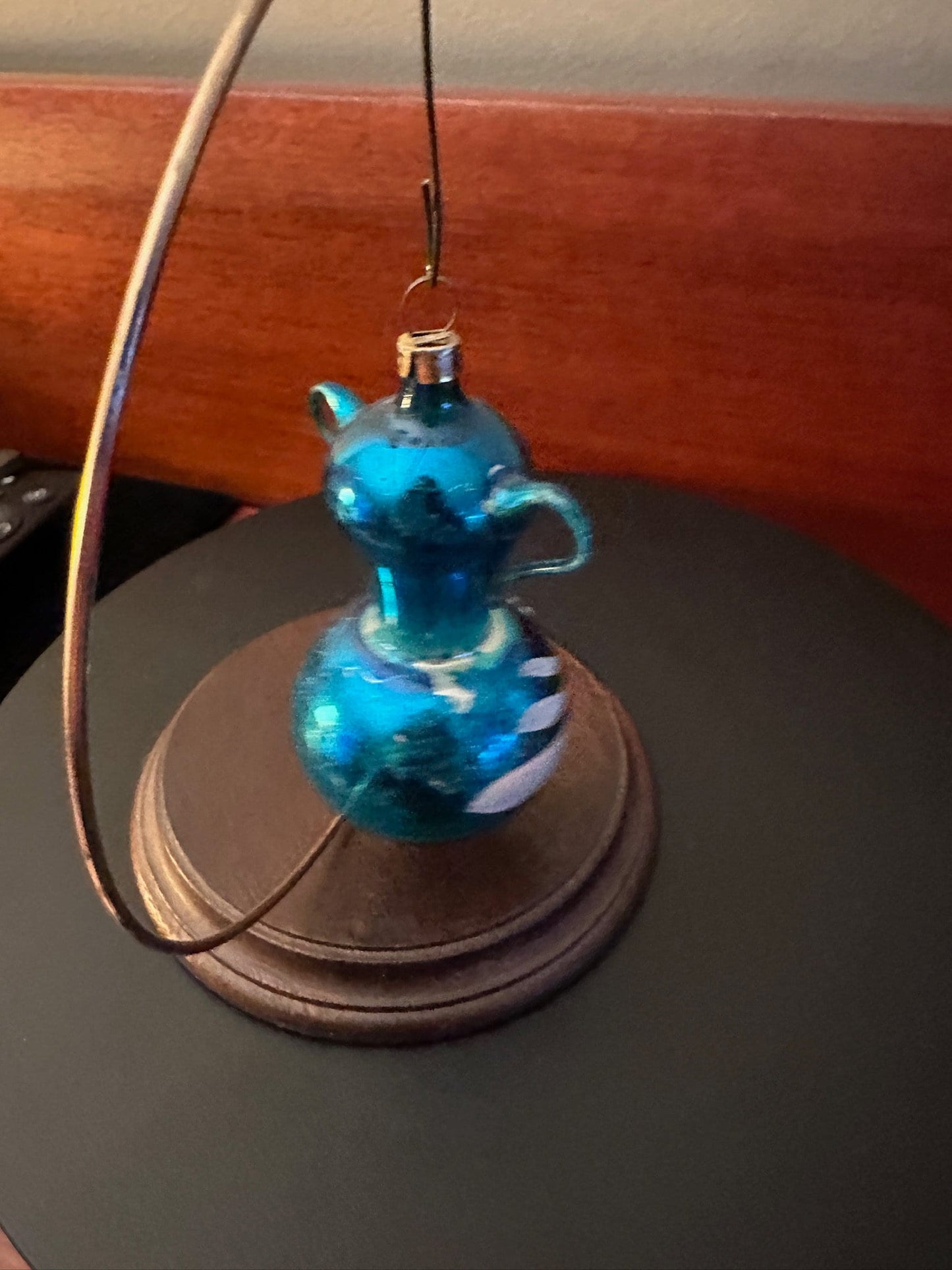 Vintage Blue Tea Pot Ornament, Hand Blown Teapot Ornament, Lover Antiques and Vintage