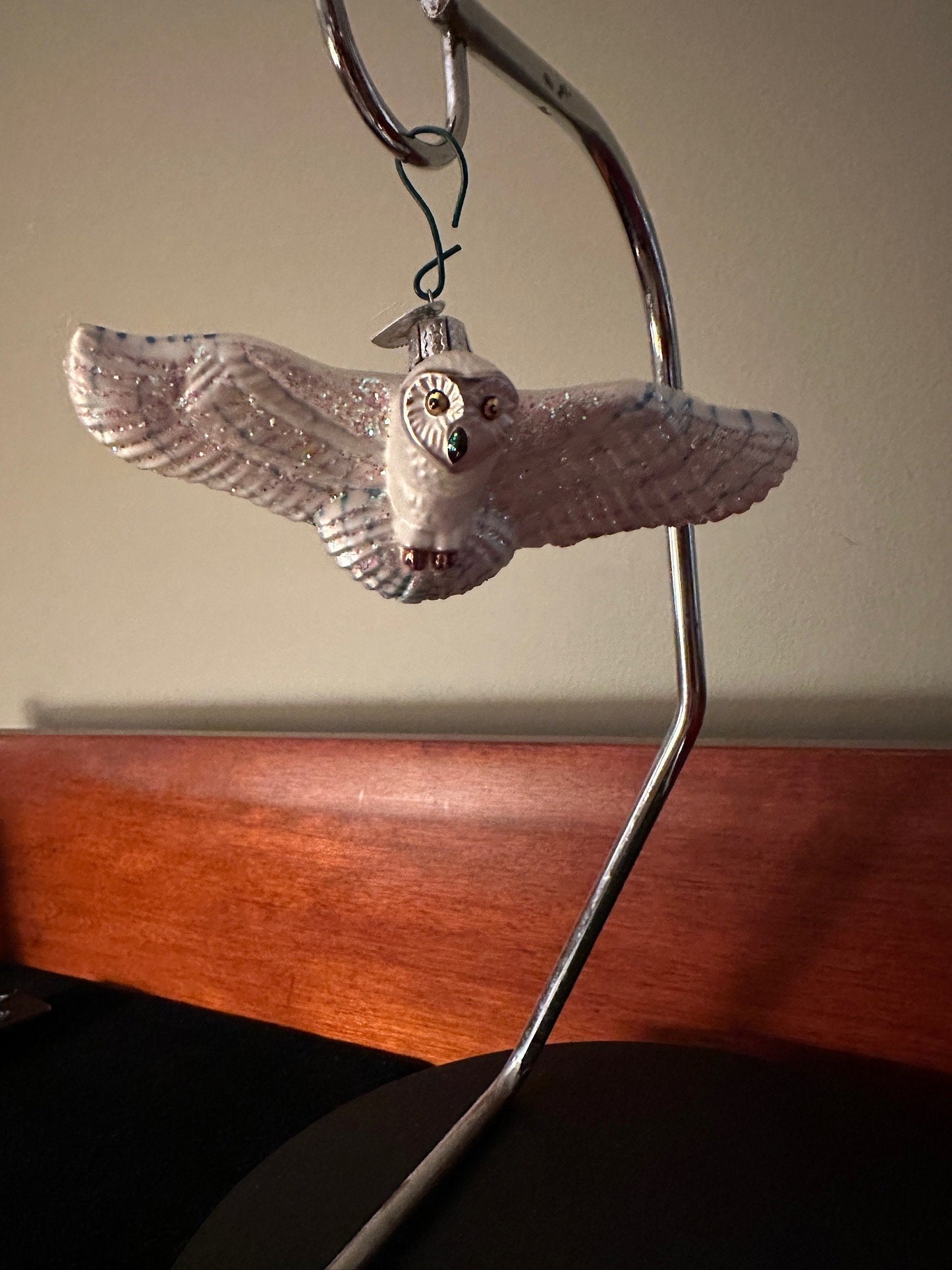 Vintage Glass Flying Owl, Owl in Flight Ornament, Owl Christmas Holiday, Lover Antiques and Vintage