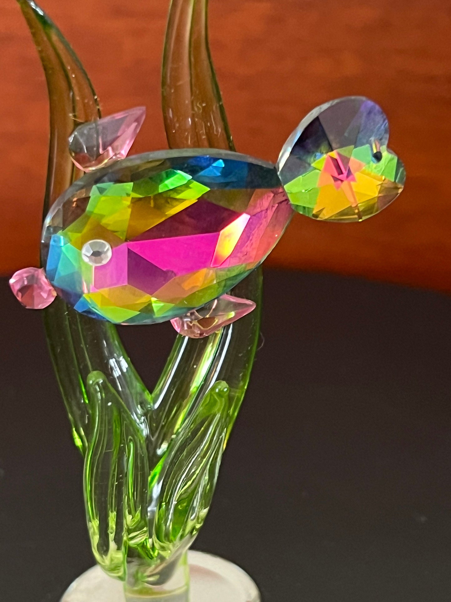 Vintage Underwater Sea Crystal Figurine, Sea Grass with Fish, Sea Figure, Fish Figurine, Lover Antiques and Vintage