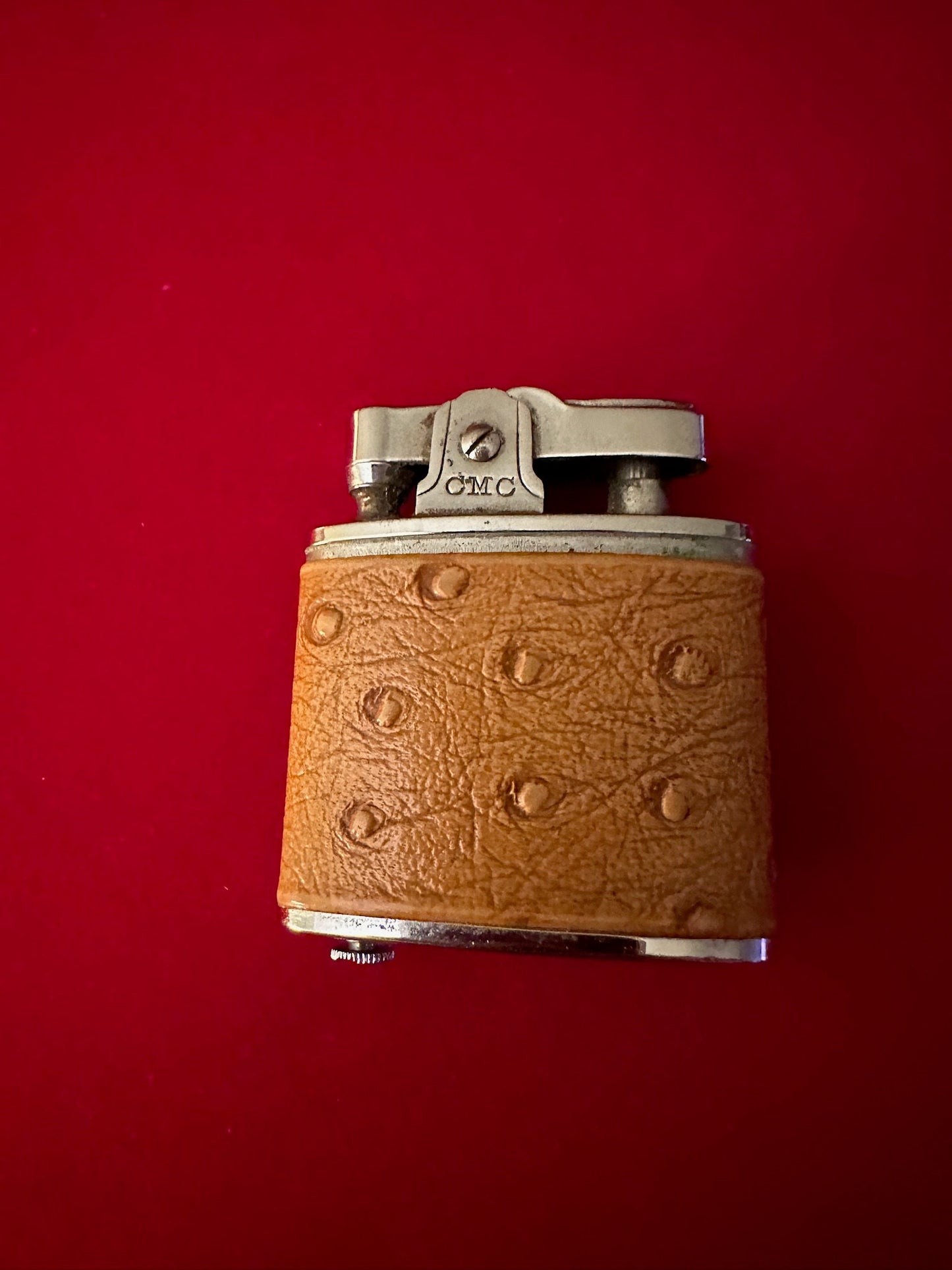 Vintage CMC Continental Fluid Automatic Lighter, Leather Wrapped Lighter, Mid Century Lighter, Lover Antiques and Vintage