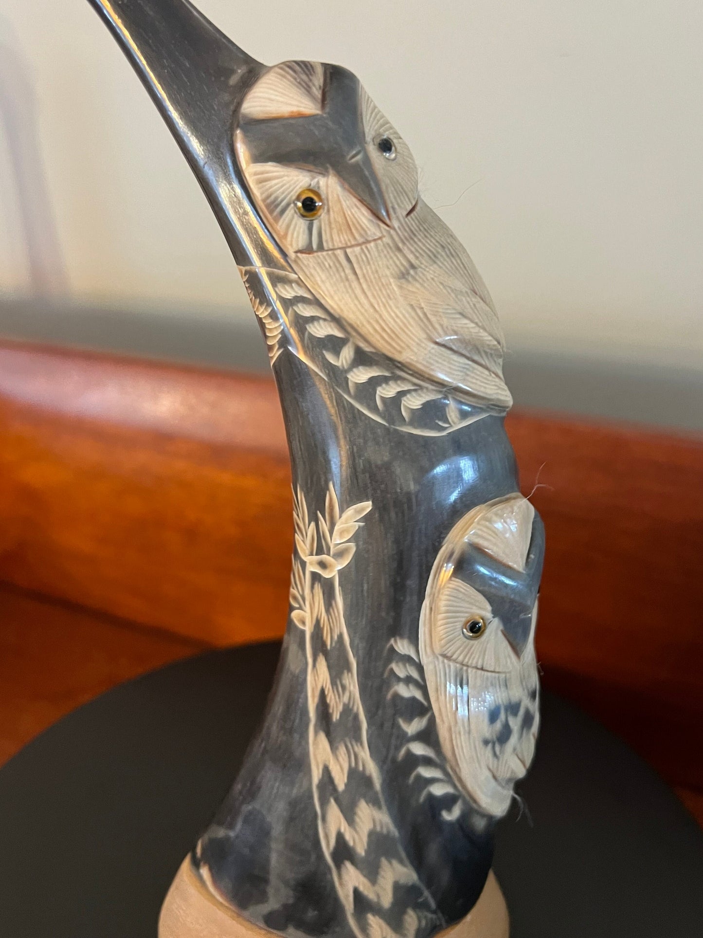 Vintage Twin Owls Sculpture, Hand Carved and Painted Owl Duo Figurine, Lover Antiques and Vintage