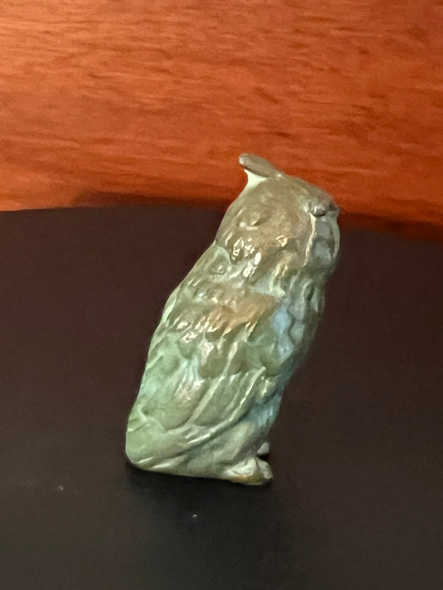 Antique Bronze Mini Owl Figurine, with Original Patina, Old Owl Figure, Lover Antiques and Vintage