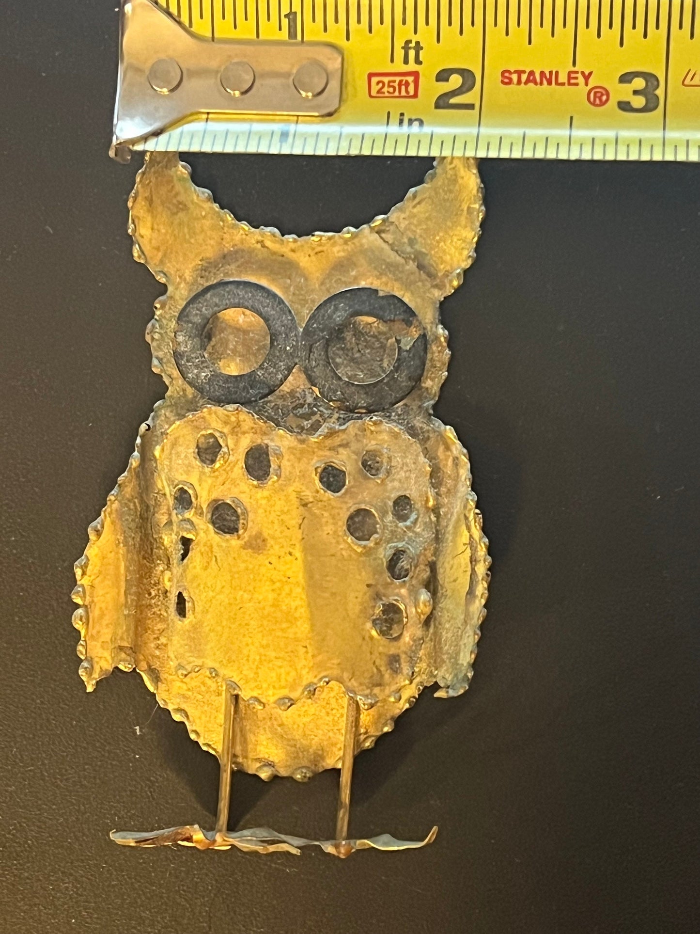 Vintage Owl Metal Art, Signed J. Spivey Metal Standing Owl, Mid Century Brutalist Owl, Owl Metal Art, Metal Owl, Lover Antiques and Vintage