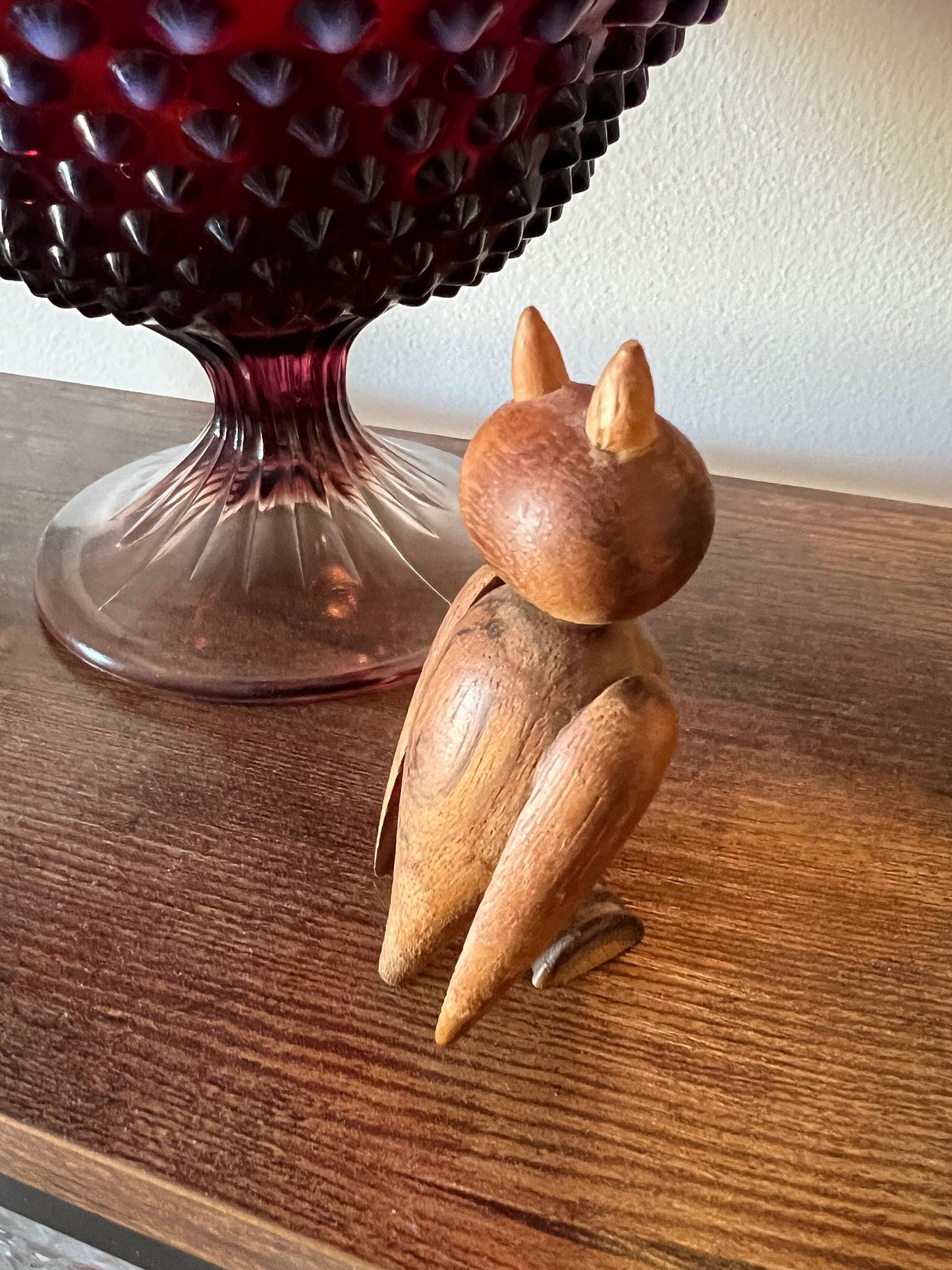 Vintage Handmade Wooden Owl, Christian Ulbricht German Wooden Owl, Germany Wood Owl Figurine, Lover Antiques and Vintage