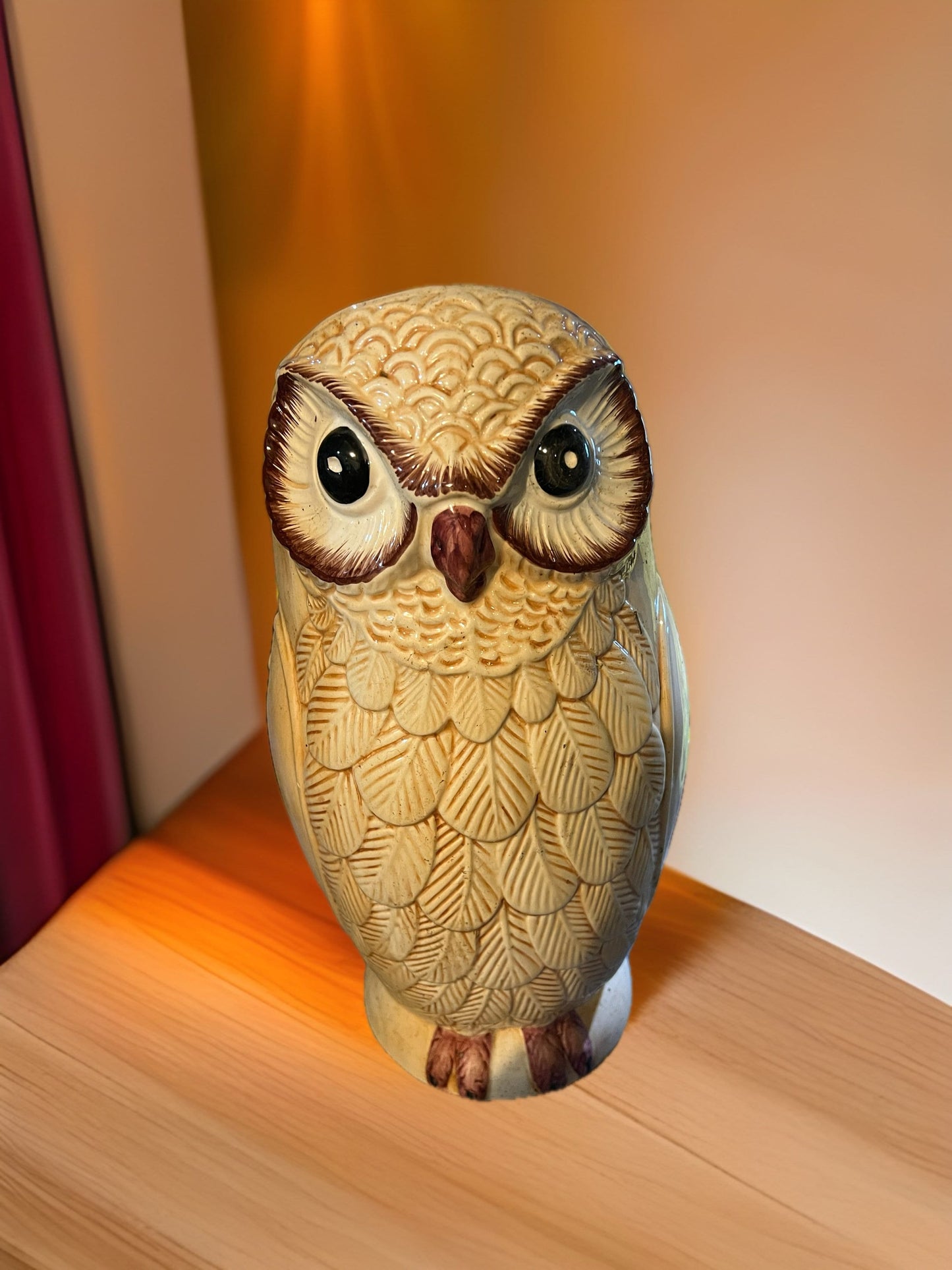 Vintage Porcelain Owl Umbrella Holder Stand, Signed Cosafina Made in Portugal, Unique Owl Holder, Lover Antiques and Vintage