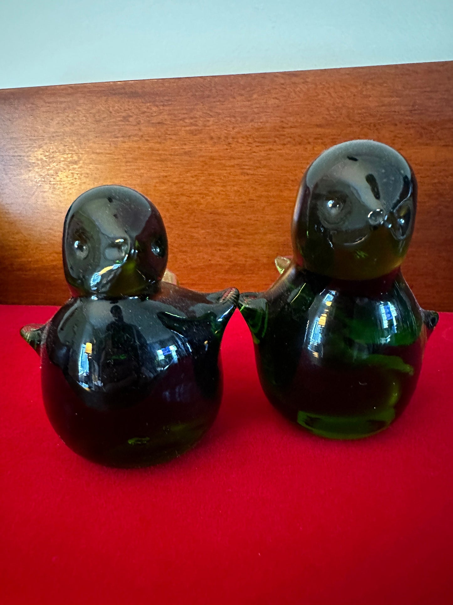 Vintage Green Rainbow Glass Birds, Green Glass Art Bird, Rainbow Glass Art Birds, Lover Antiques and Vintage