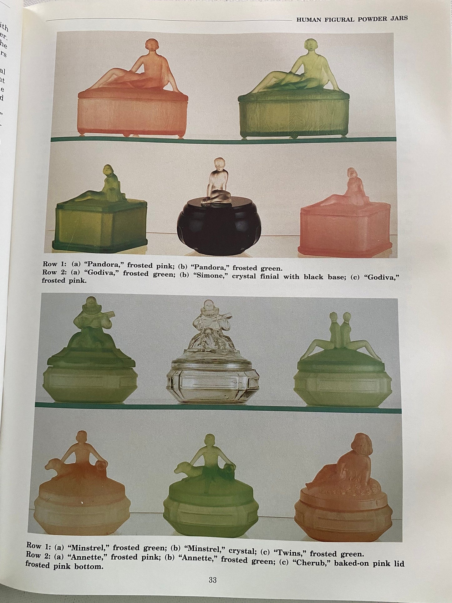 Bedroom & Bathroom Glassware of the Depression Years Fenton Cambridge Akro Agate Powder Jars Book Guide Lover Antiques and Vintage