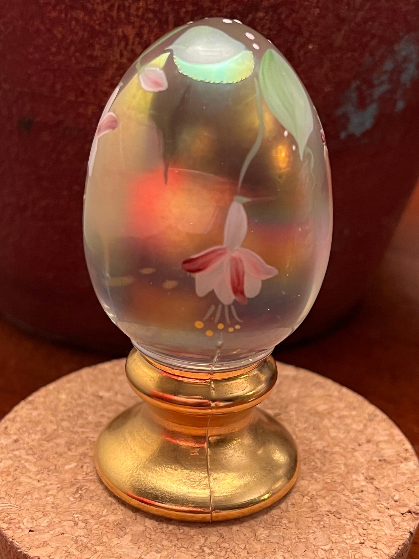 Vintage Fenton Hand Painted Glass Egg Paperweight, Lover Antiques & Vintage