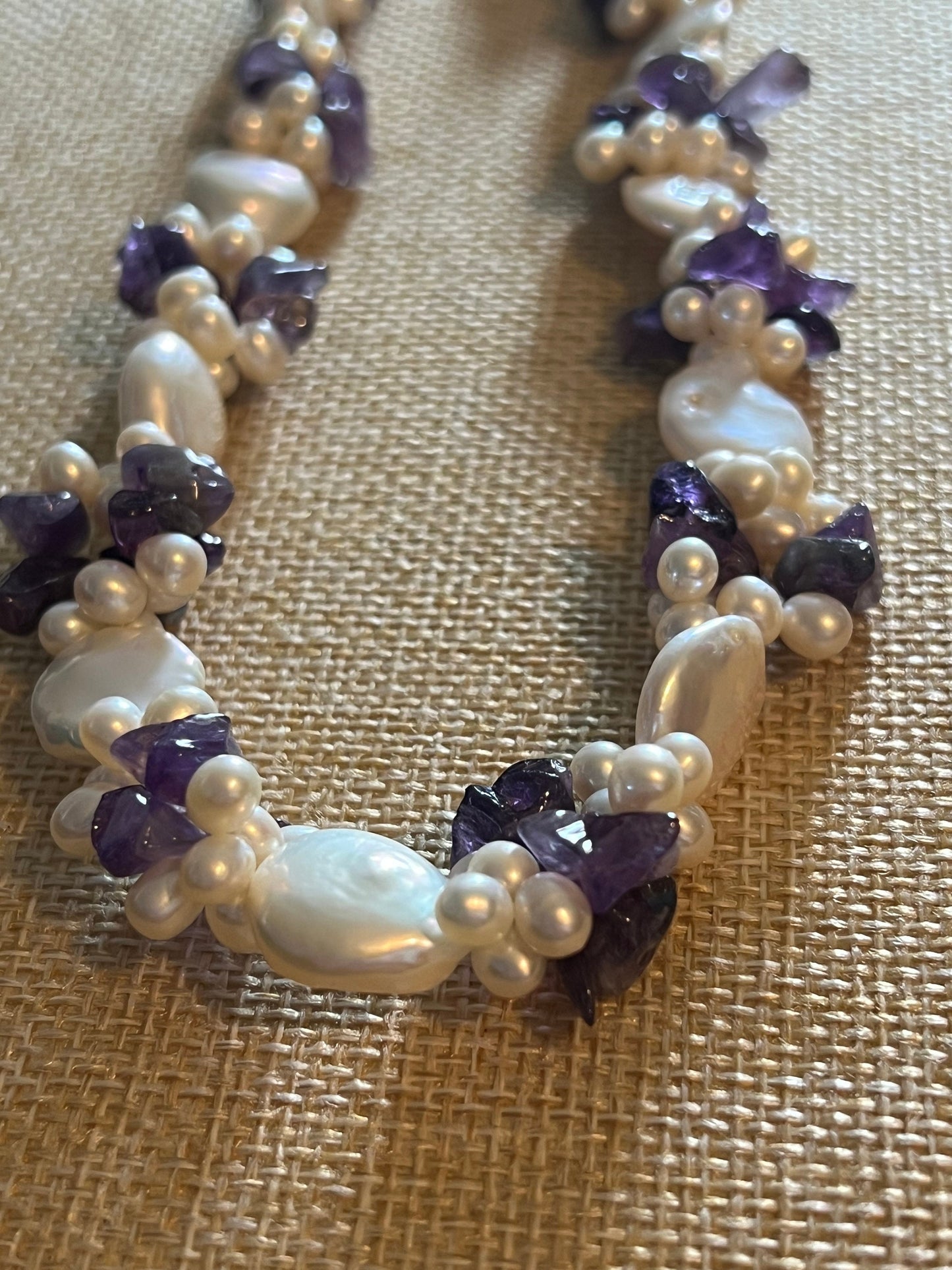 Vintage Pearl and Amethyst Cluster Style Necklace, Purple and White Necklace, Perfect Mother’s Day Gift, Lover Antiques and Vintage