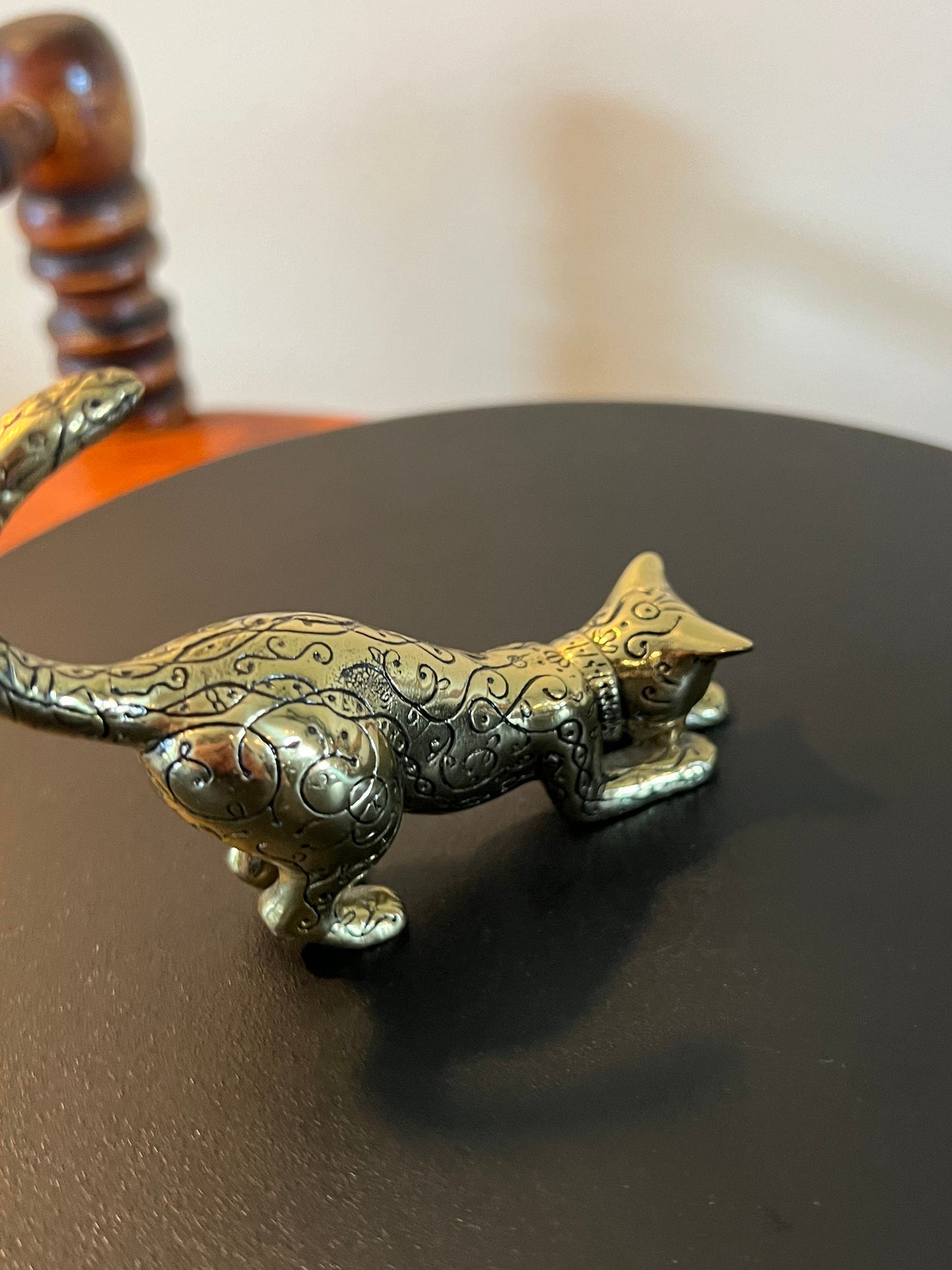 Vintage Brass Leopard Cat Figurine 1986 TFM The Franklin Mint Cats, Lover Antiques and Vintage