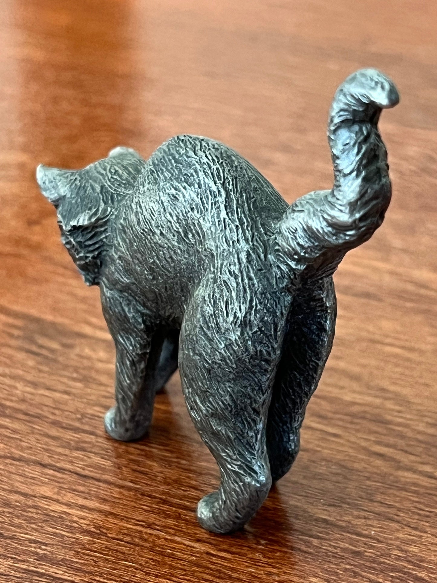 Vintage Pewter Cat Franklin Mint Figurine, House of Faberge Cat, Gray Cat Statue, Lover Antiques and Vintage