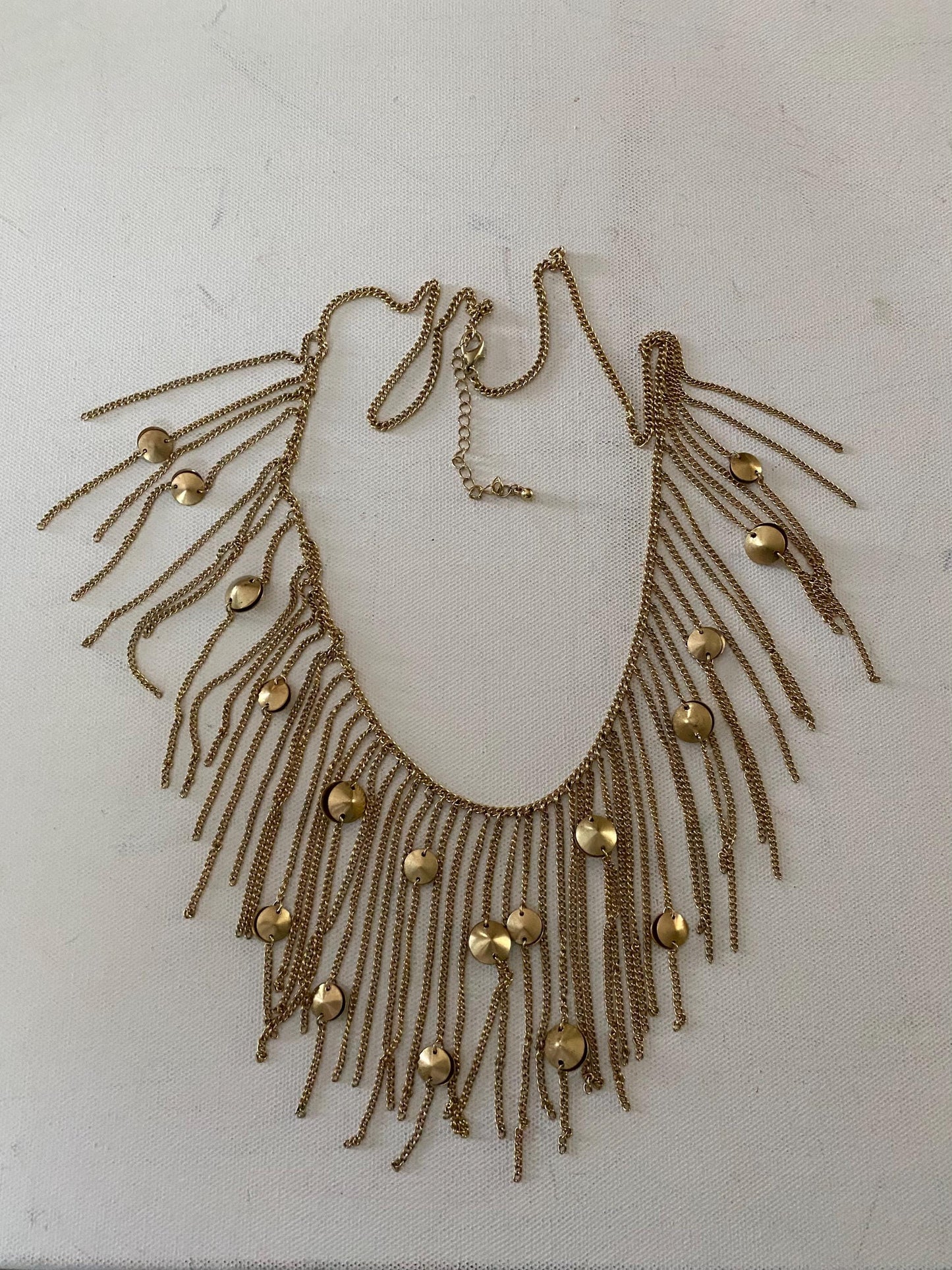 Vintage Gold Tone Fringe Shag Necklace Jewelry Lover Antiques and Vintage