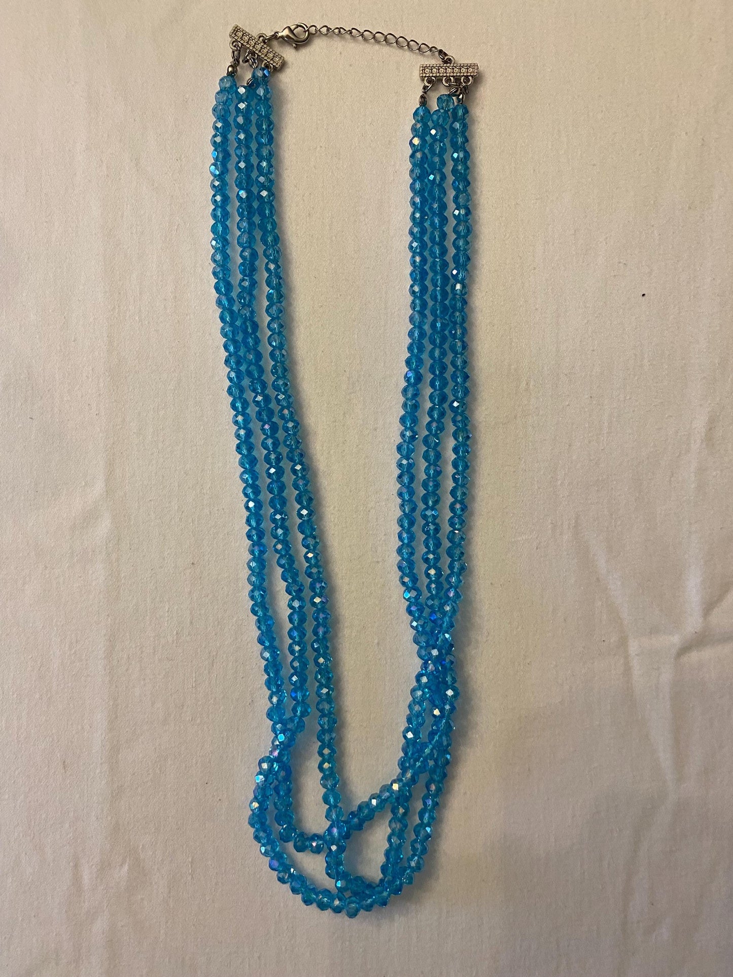 Vintage Blue Multi Strand Apatite Faceted Rondelle Beads Necklace Unique Gift Opportunity Lover Antiques and Vintage