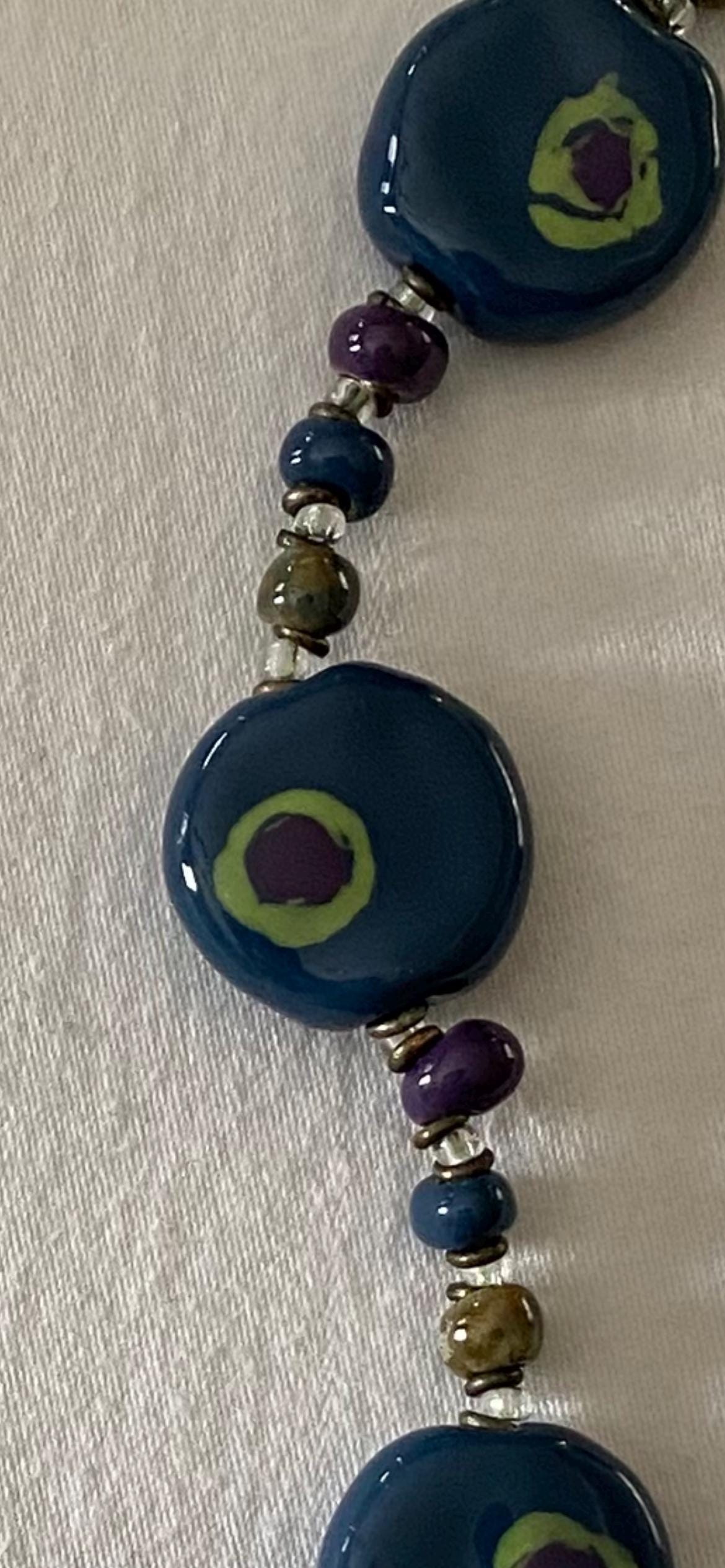 Vintage Green & Dark Blue Necklace Unique Gift Opportunity Lover Antiques and Vintage