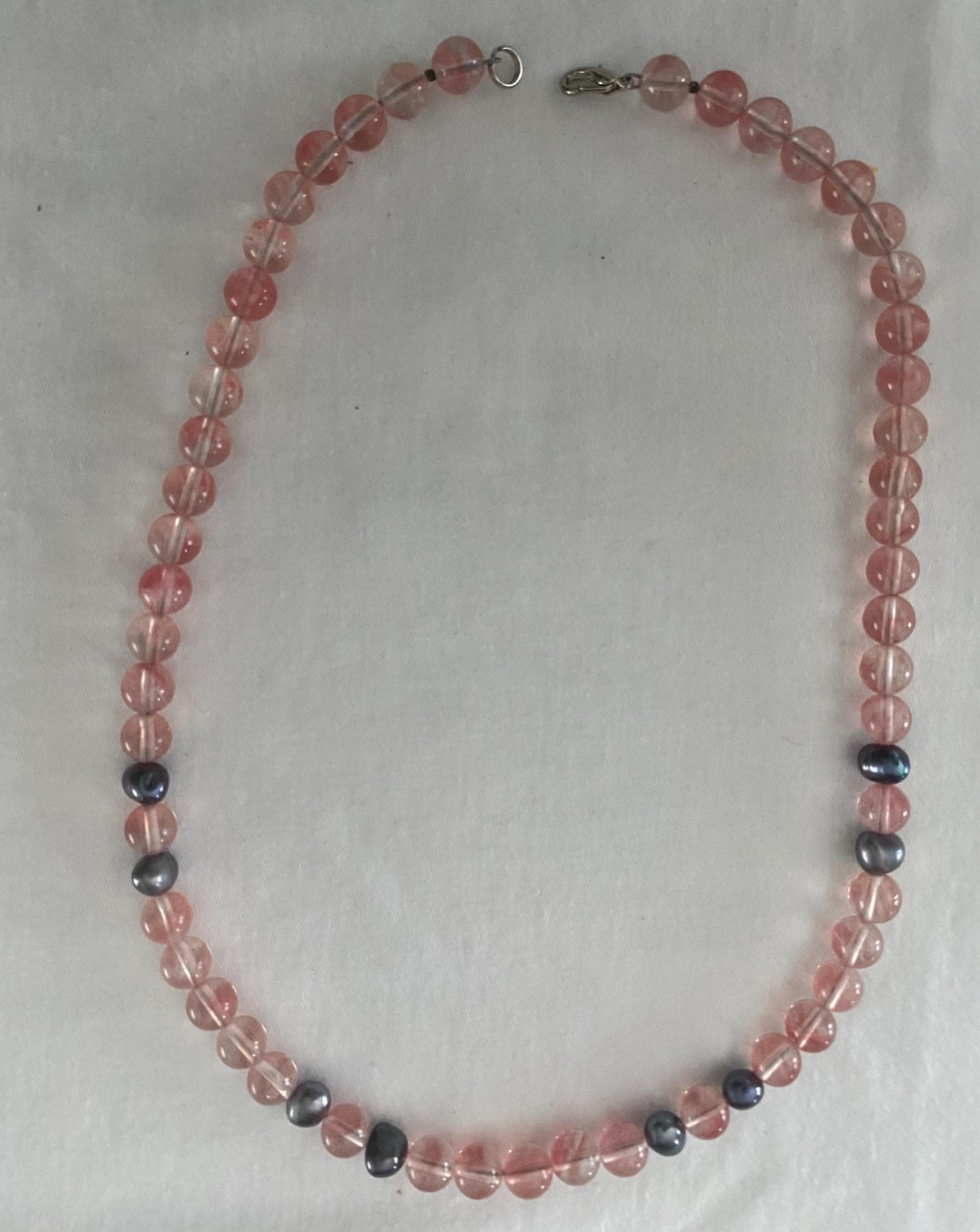 Vintage Pink & Gray Beaded Necklace Watermelon Jewelry Unique Gifts at Lover Antiques and Vintage