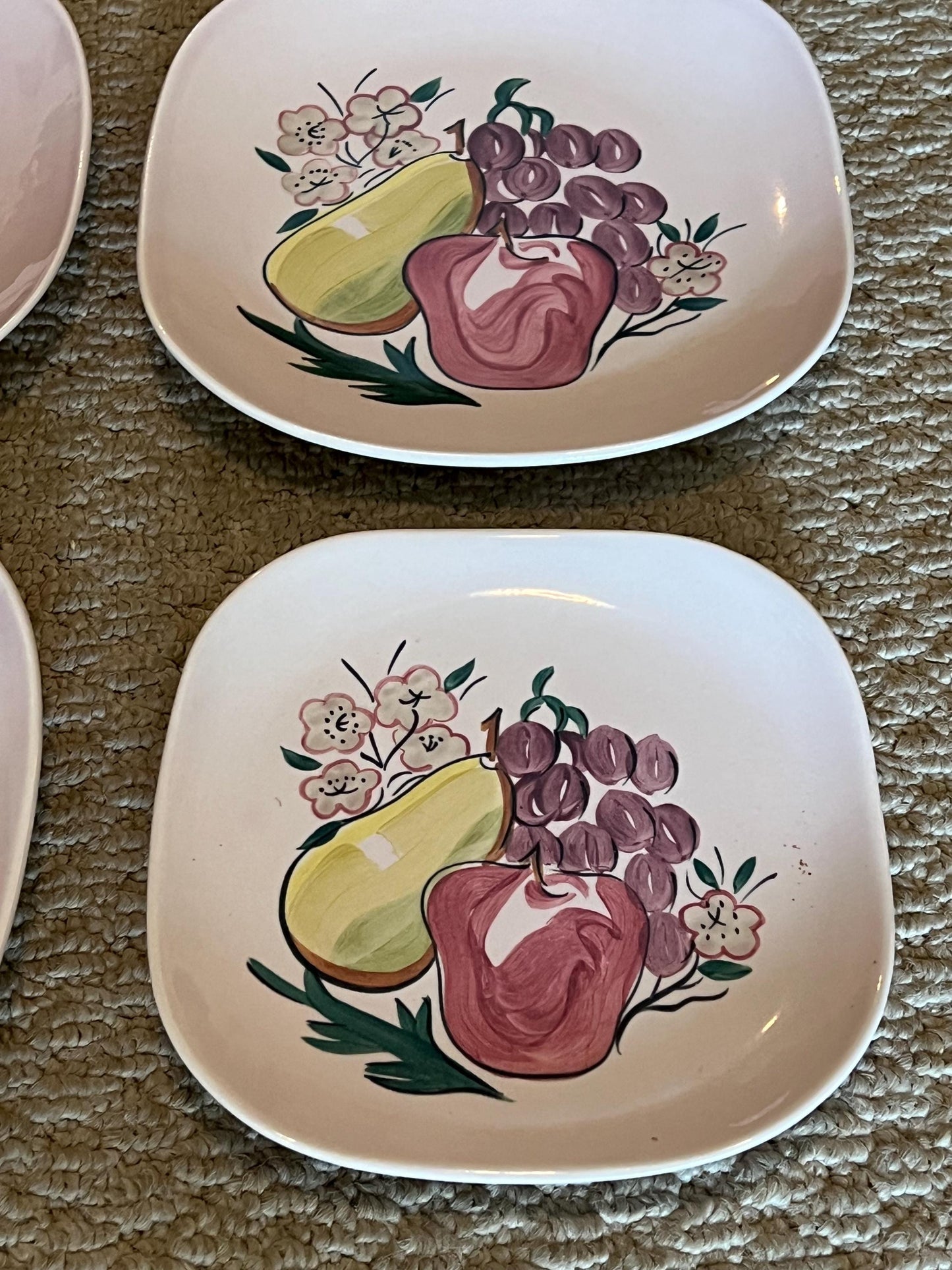 Vintage Red Wing Fruit Salt Plates Mid Century Modern Farmhouse Style Plate Pear Apples Grapes Dinnerware Lover Antiques and Vintage
