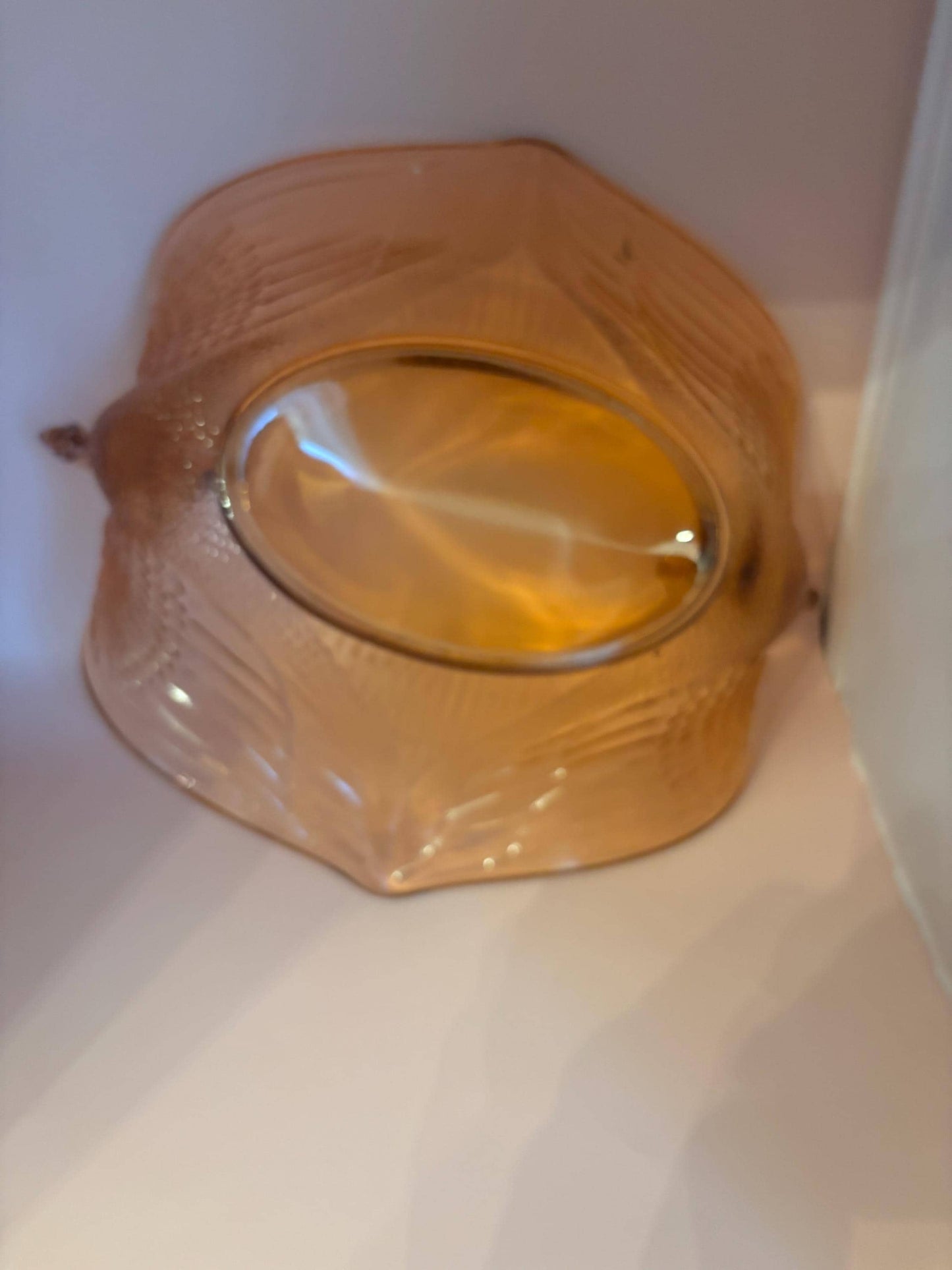 Vintage Fenton Peach Depression Glass Swan Platter Bowl Swan Handles & Feather Design Lover Antiques and Vintage