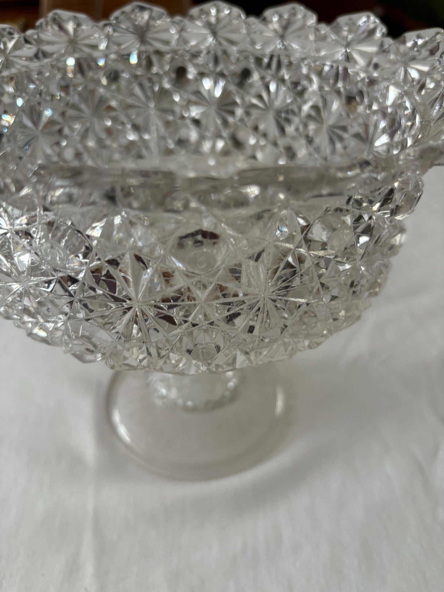 Antique Large Daisy & Button Footed Compote with Dramatic Flared Edge Glass Art Lover Antiques and Vintage
