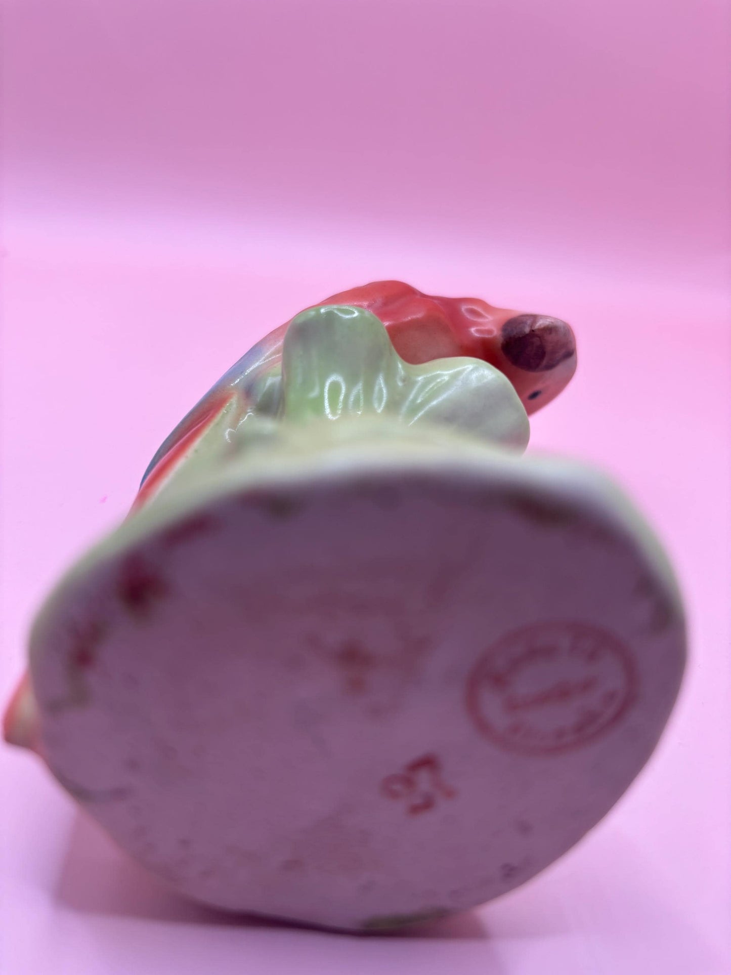Vintage Czechoslovakia Red Parrot Figurine Pottery Planter Frog Figural Hand Painted Bird Vase Lover Antiques and Vintage