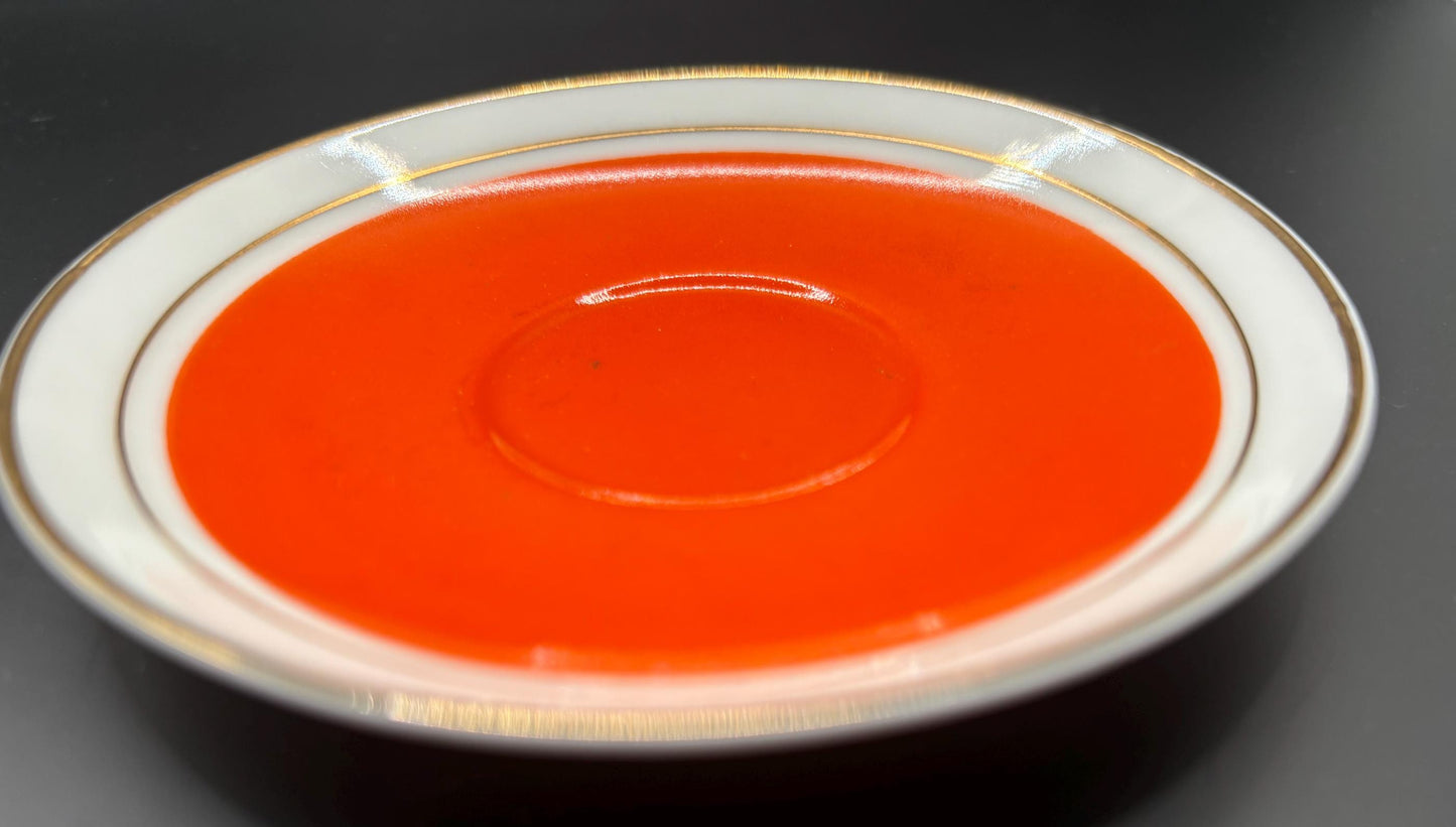 Vintage Elegant Porcelain Orange and 22K Gold Tea Cup Saucer Made in Portugal Lover Antiques and Vintage