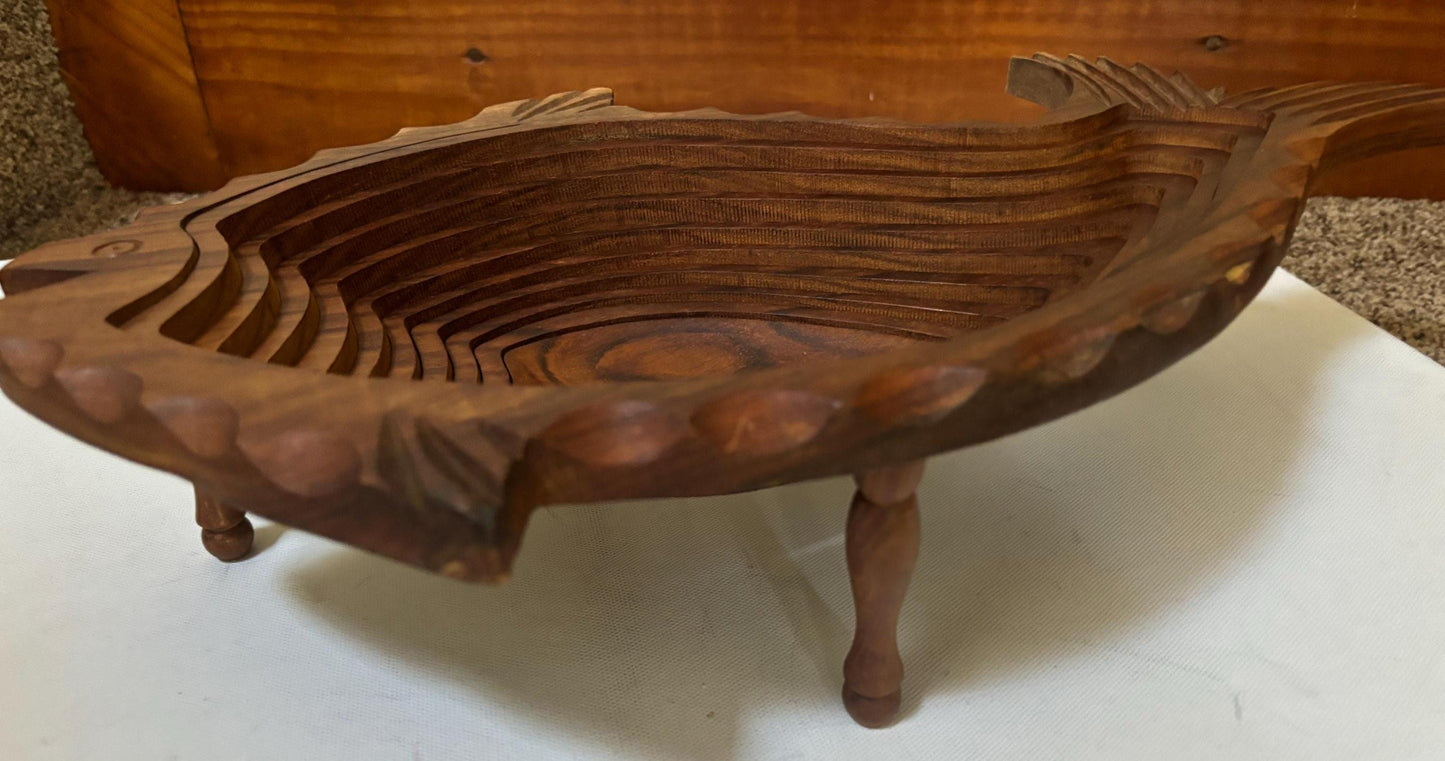 Vintage Wooden Fish 3-D Bowl Danish Teak 3D Fish Sculpture Bowl Made in Denmark Lover Antiques and Vintage