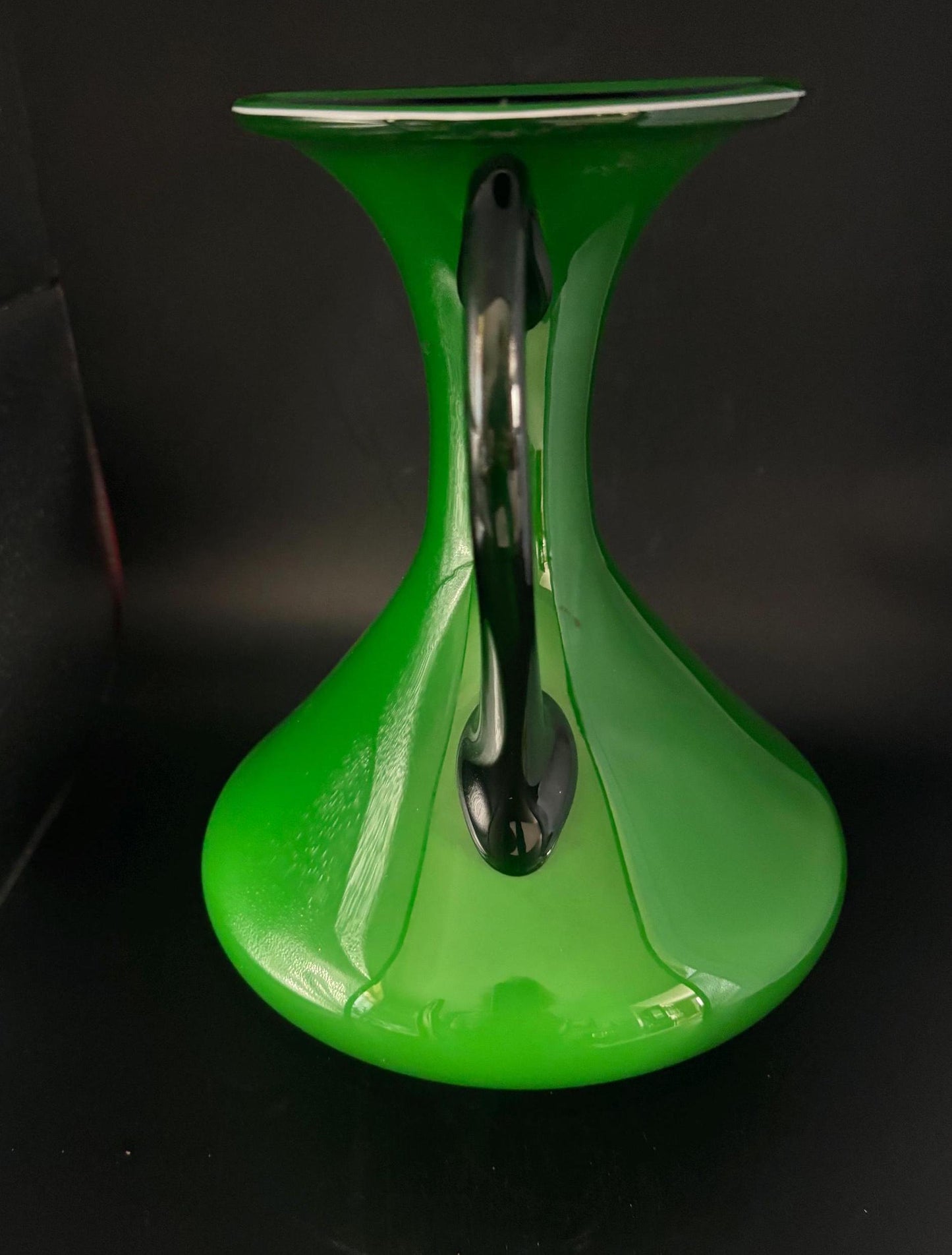 Vintage Empoli Encased Verse Green Hands on Hip 2 Handled Italian Vase Lover Antiques and Vintage