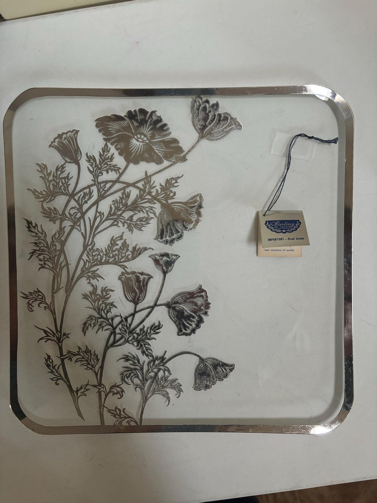 Vintage Silver on Crystal Large Serving Plate Platter By Silver City Lover Antiques and Vintage
