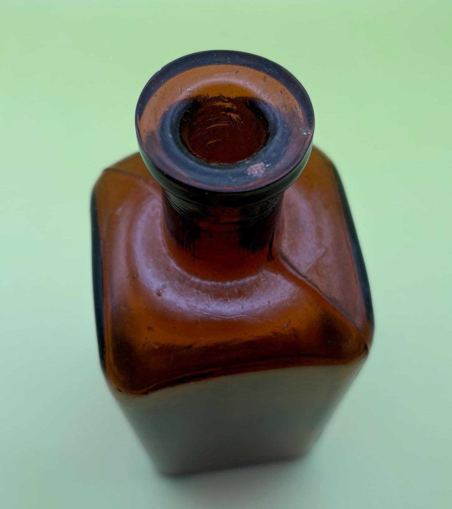 Antique Amber Glass Fluted Square Bottle Theodore Metcalf and Company Boston Orange Glass Jar Wine Bottle Lover Antiques and Vintage