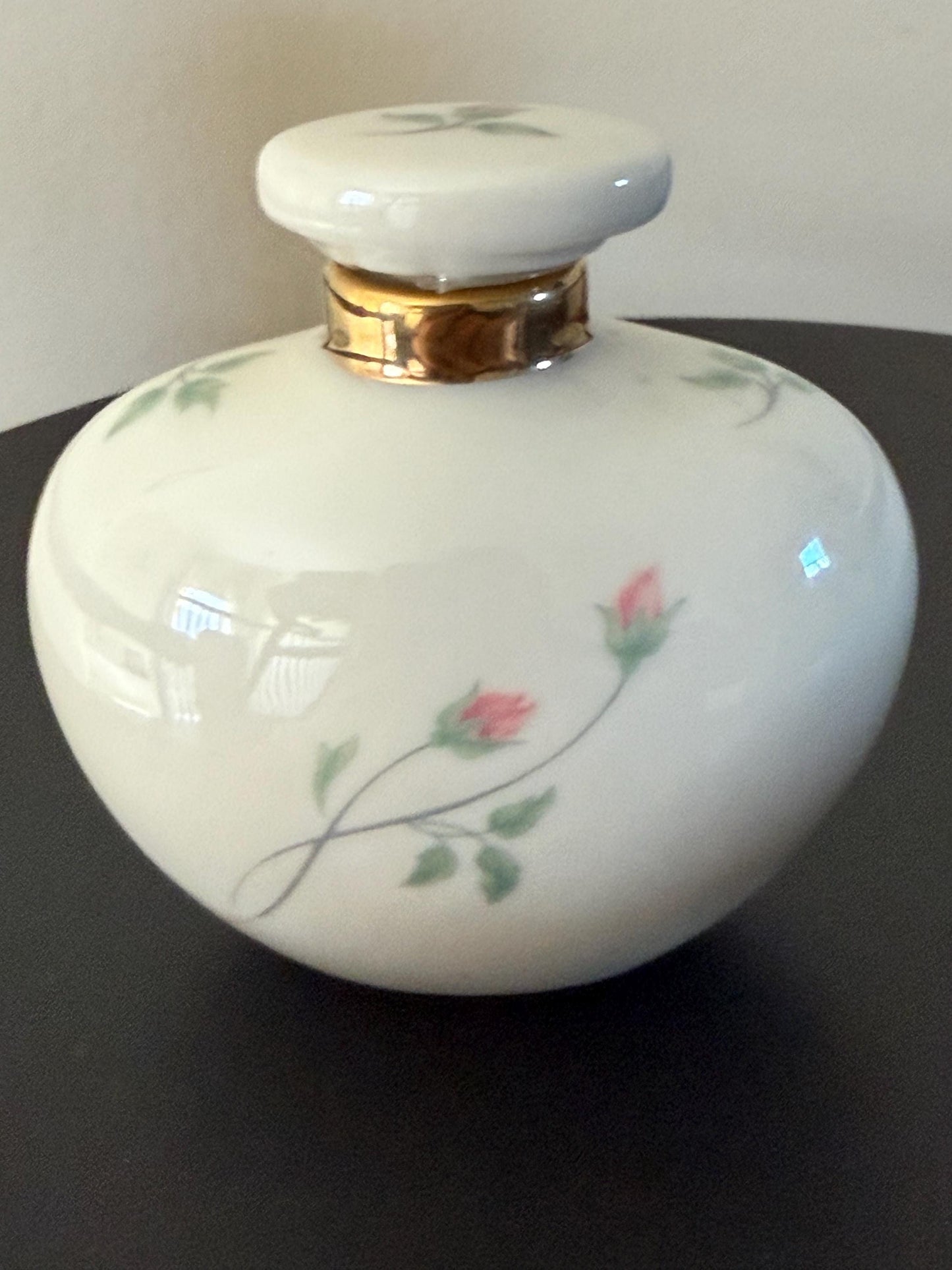 Vintage Lenox Perfume Bottle Rose Manor Made in USA Ivory Roses Small Container Fine China Lover Antiques and Vintage
