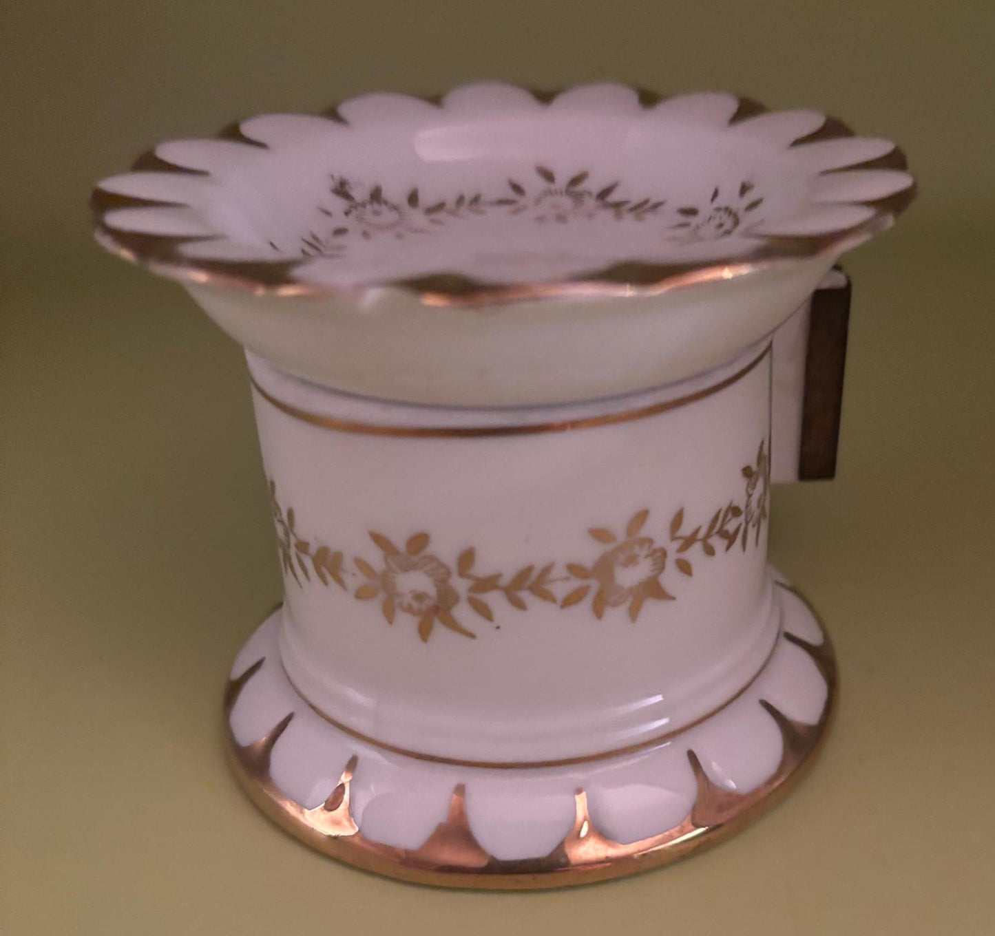 Vintage Porcelain Tape or Stamp Dispenser with Stamp Bowl Gold Gilding Trim Lover Antiques and Vintage