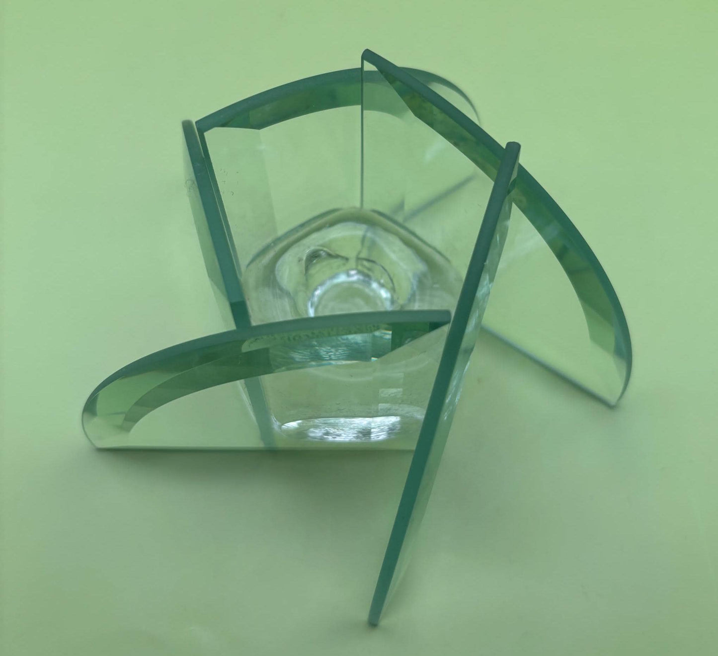 Vintage Clear Cut Glass Votive Candle Holder Mid Century Glass Structure Lover Antiques and Vintage