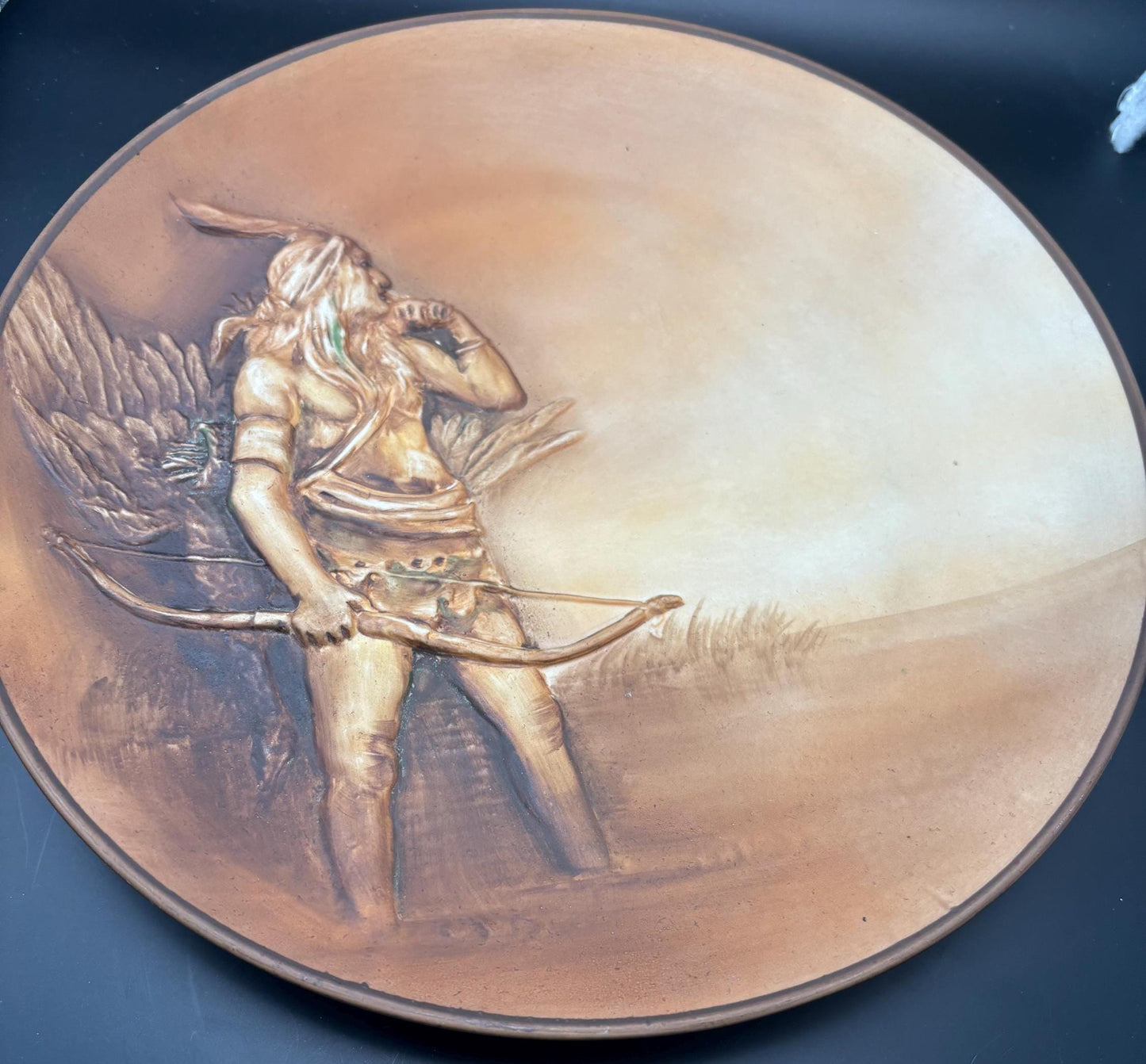 Antique NC Wyeth The Hunter Nippon Indian Plate 1906 Hand Painted Wall Hanging Lover Antiques and Vintage