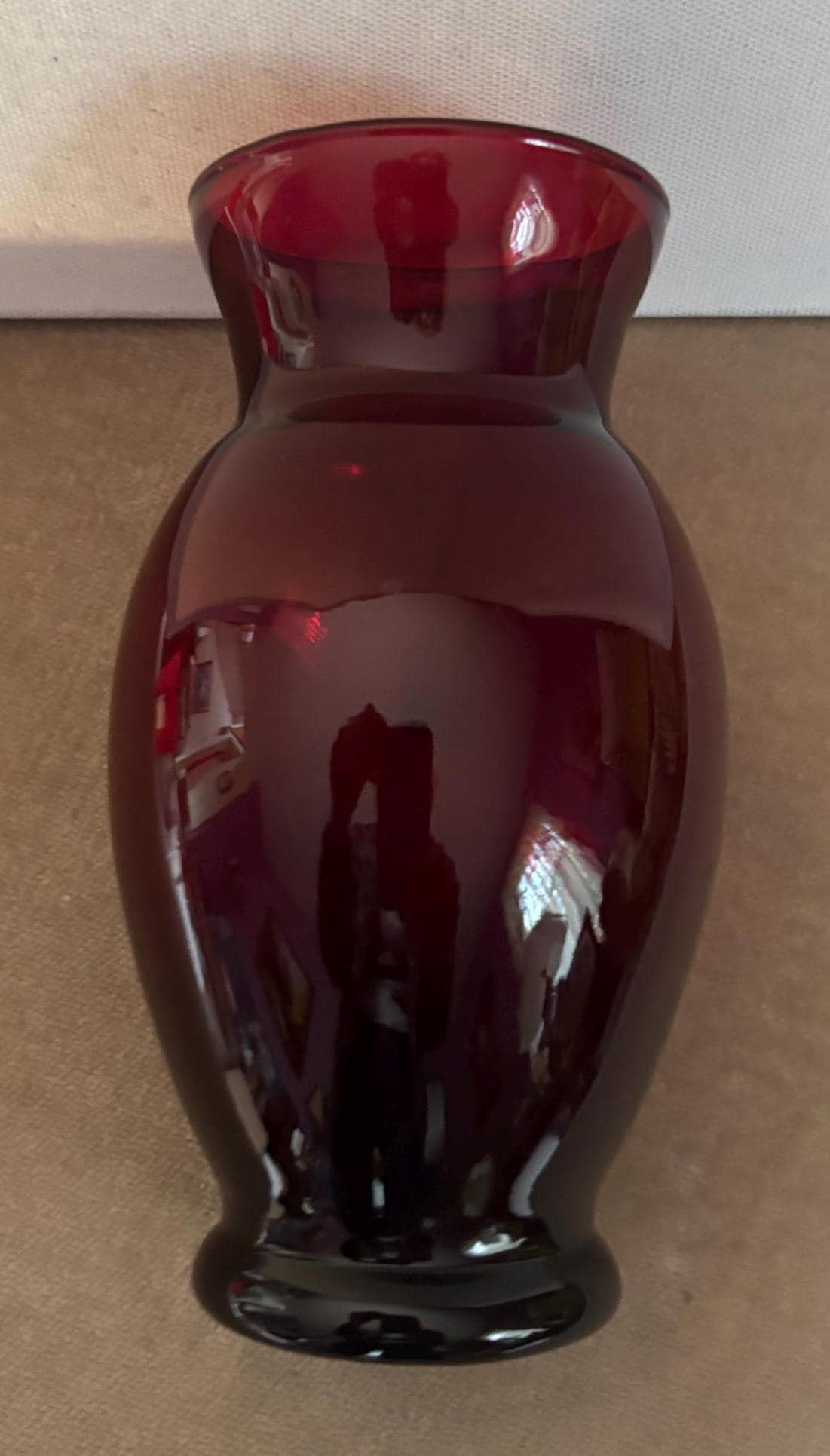 Vintage Ruby Red Glass Vase With Curvy and Fluted Top Lover Antiques and Vintage
