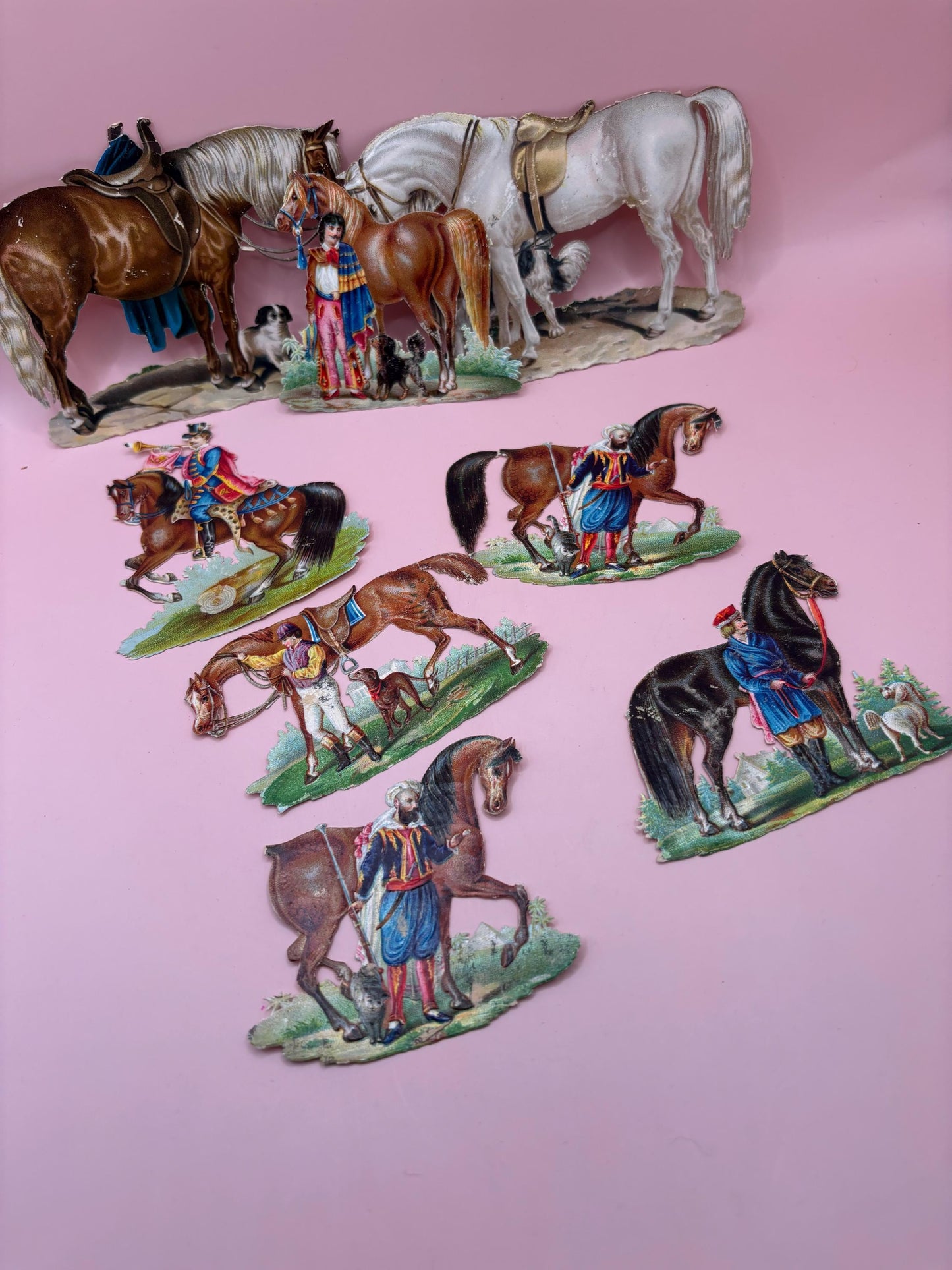 Vintage Collection of Embossed Die Cuts Horses Roses Children and Variety Die Cut Lover Antiques and Vintage