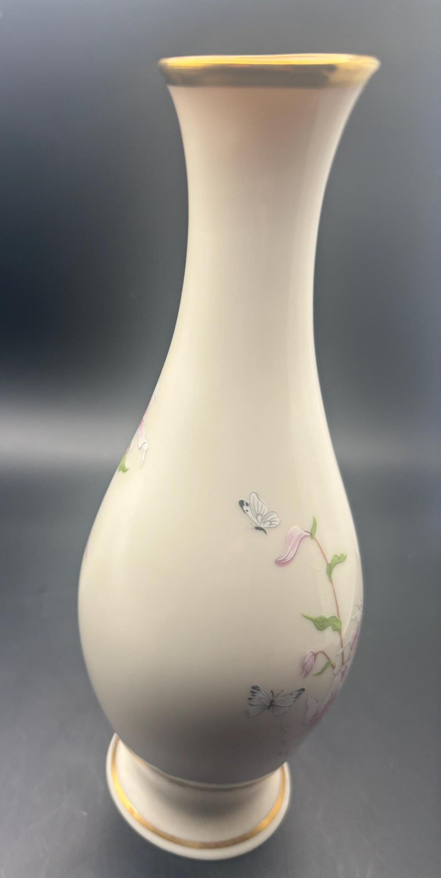 Vintage Lenox Eternal Love Collection Bird Porcelain Bud Base Flower Footed Vase with 24K Gold on Top Rim Lover Antiques and Vintage