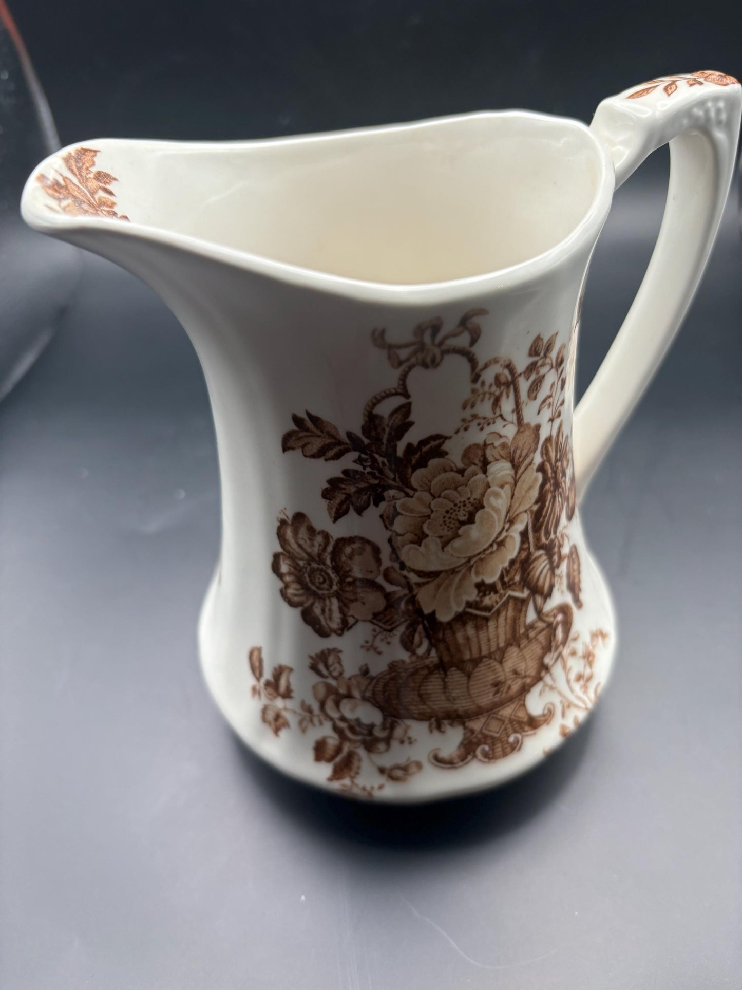 Antique Alfred Meakin Charlotte Jug or Pitcher Staffordshire England Fall Flowers Lover Antiques and Vintage
