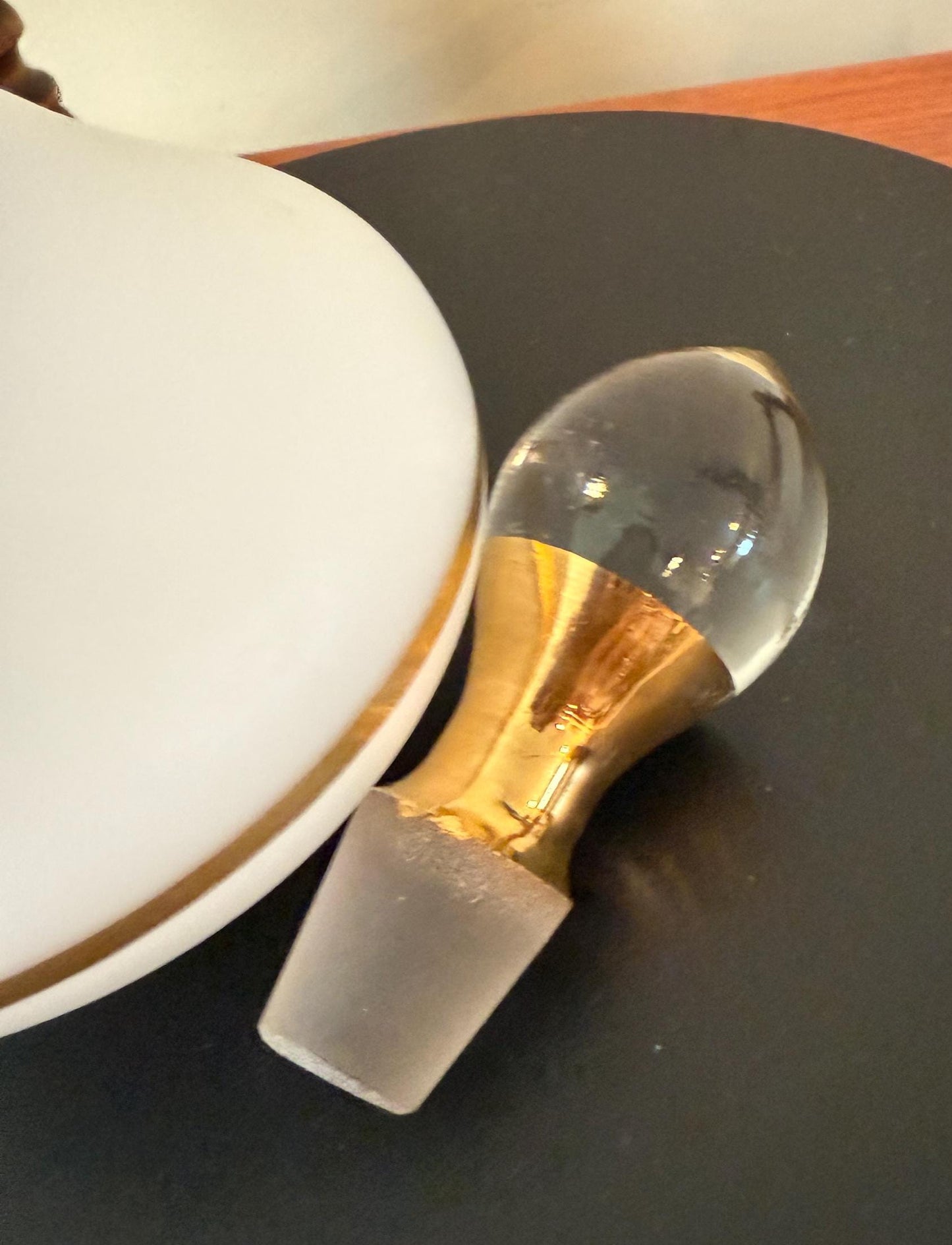 Vintage Perfume Bottle Irving Rice West Germany Gold Opaline with Gold Overlay with Stopper Perfume Decanter Lover Antiques and Vintage
