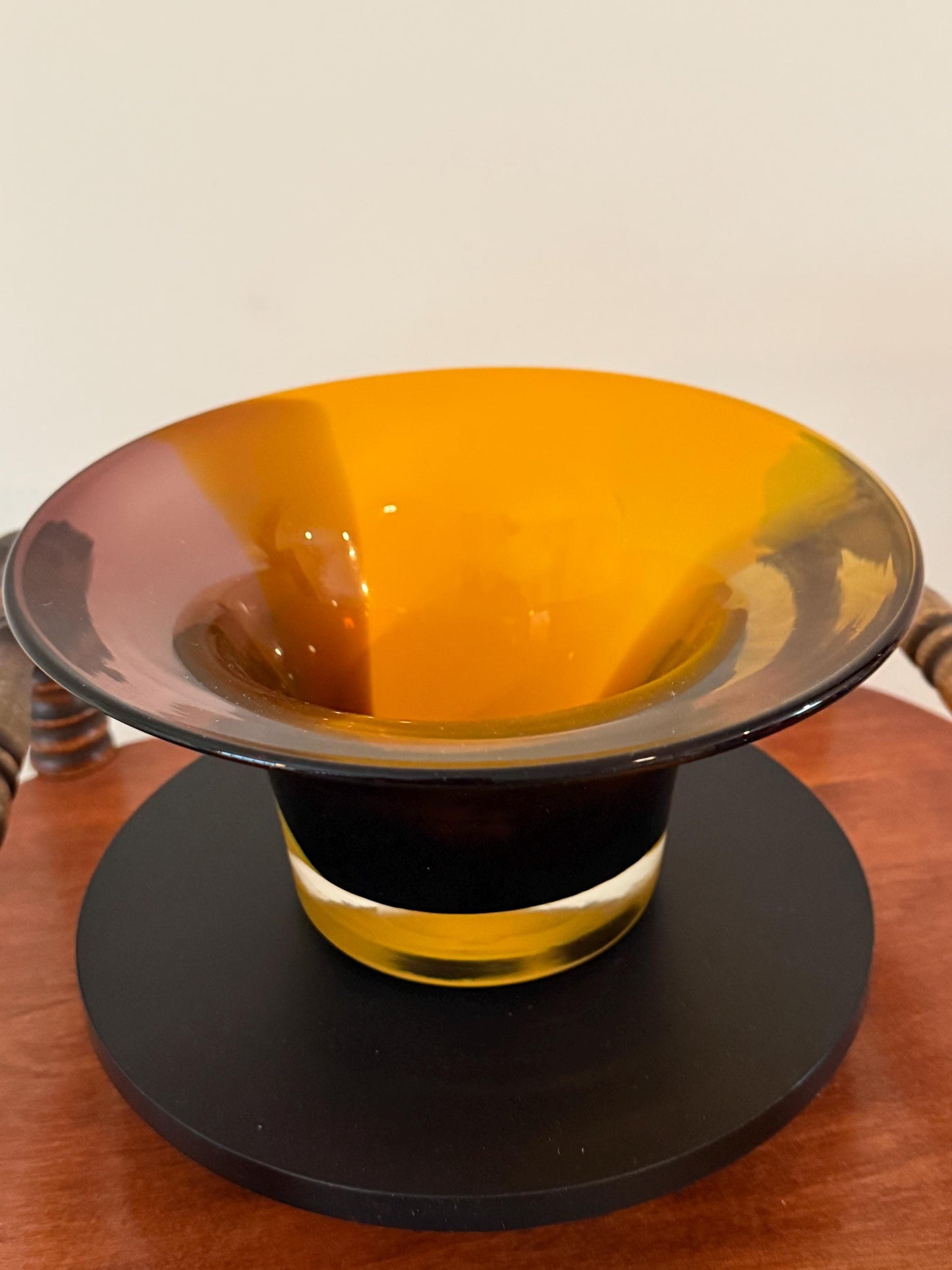 Vintage Amber and Purple Art Glass Vase Eclectic Contemporary Bowl Art Structure Lover Antiques and Vintage