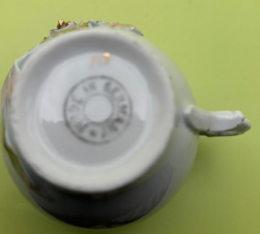 Antique Germany Mustache Tea Cup Mustache Mug Raised Hand Painted and Gold Gilding Lover Antiques and Vintage